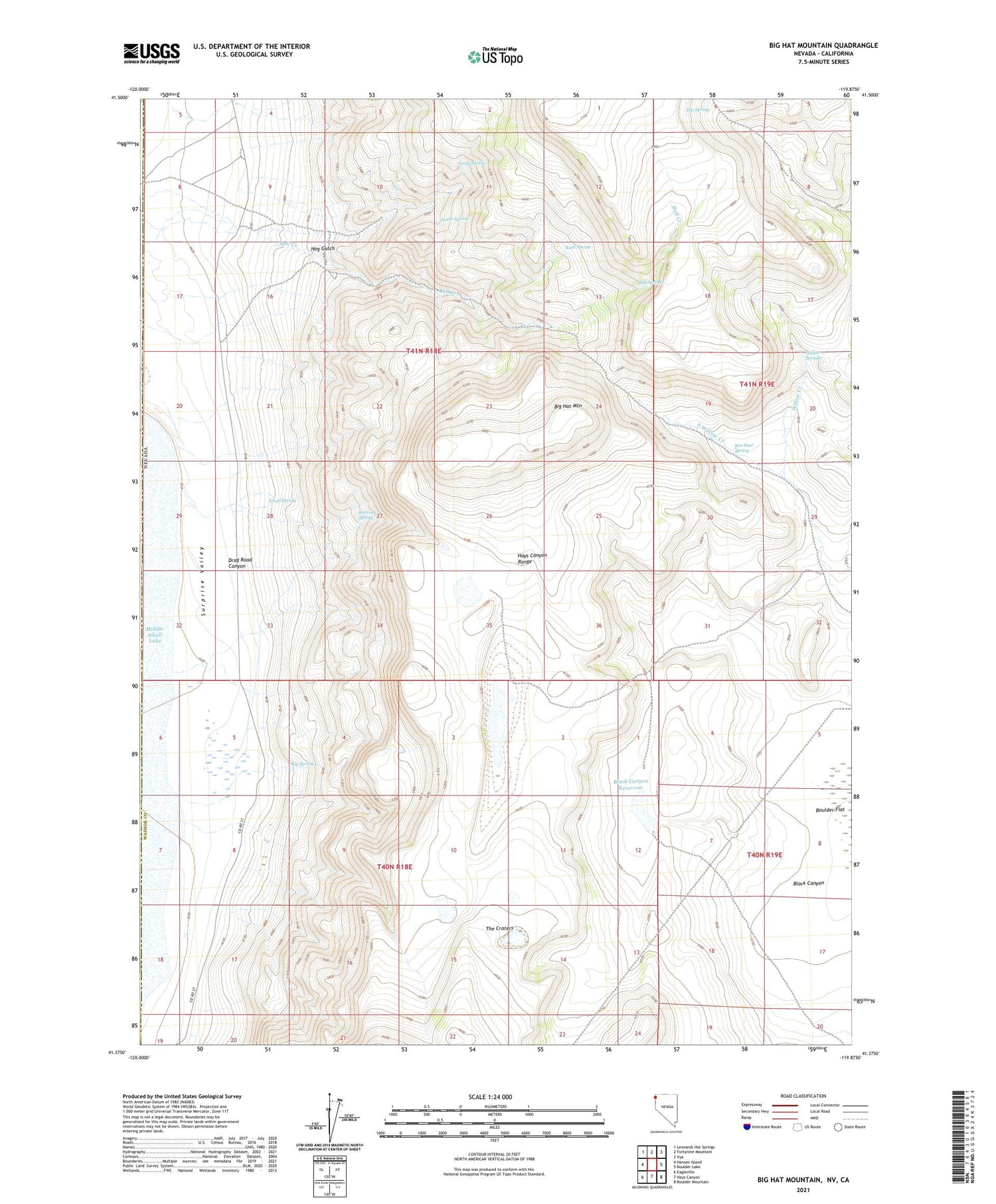 Big Hat Mountain Nevada US Topo Map Image