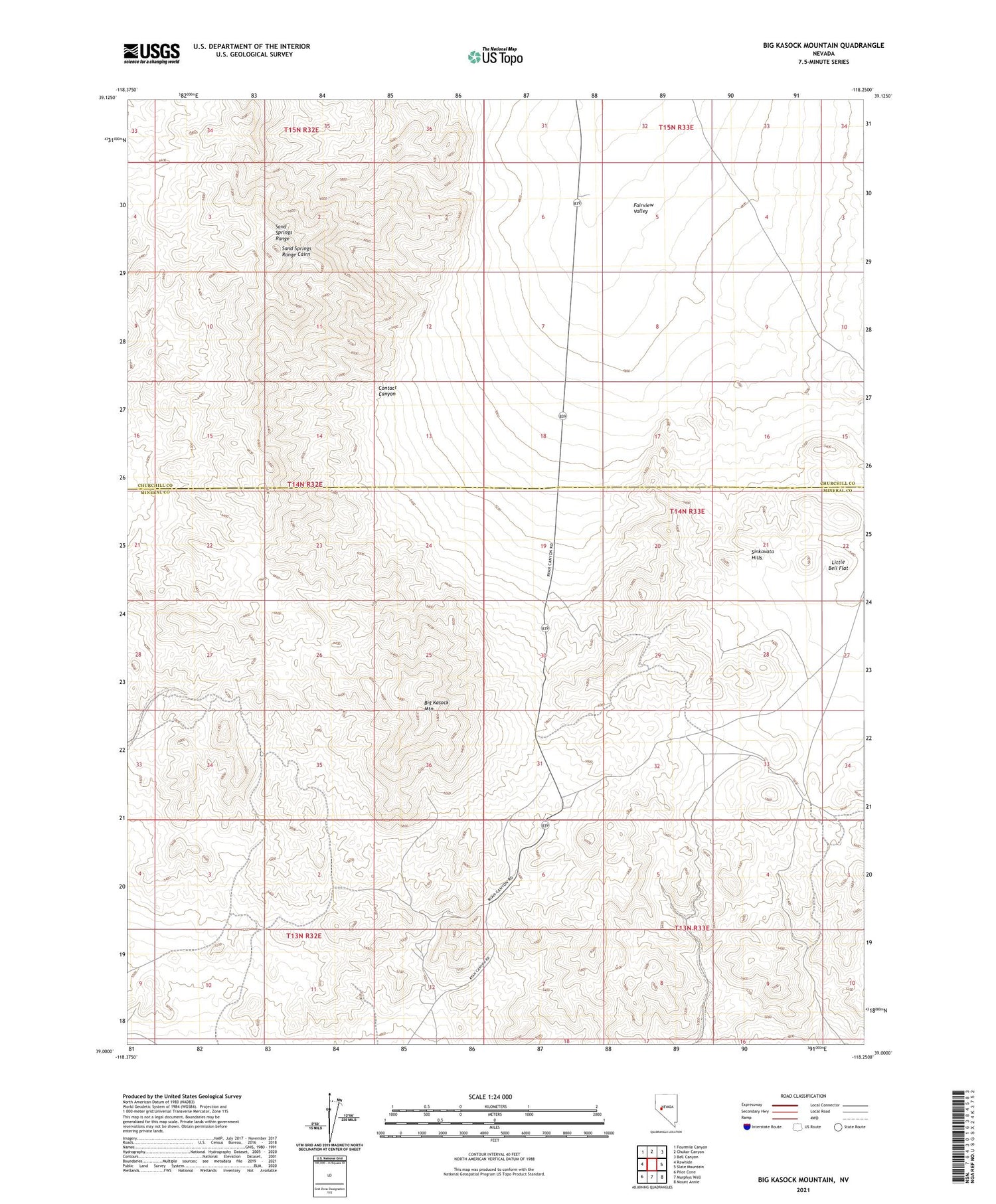 Big Kasock Mountain Nevada US Topo Map Image