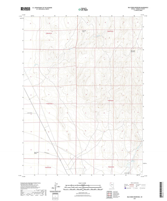 Bilk Creek Reservoir Nevada US Topo Map Image