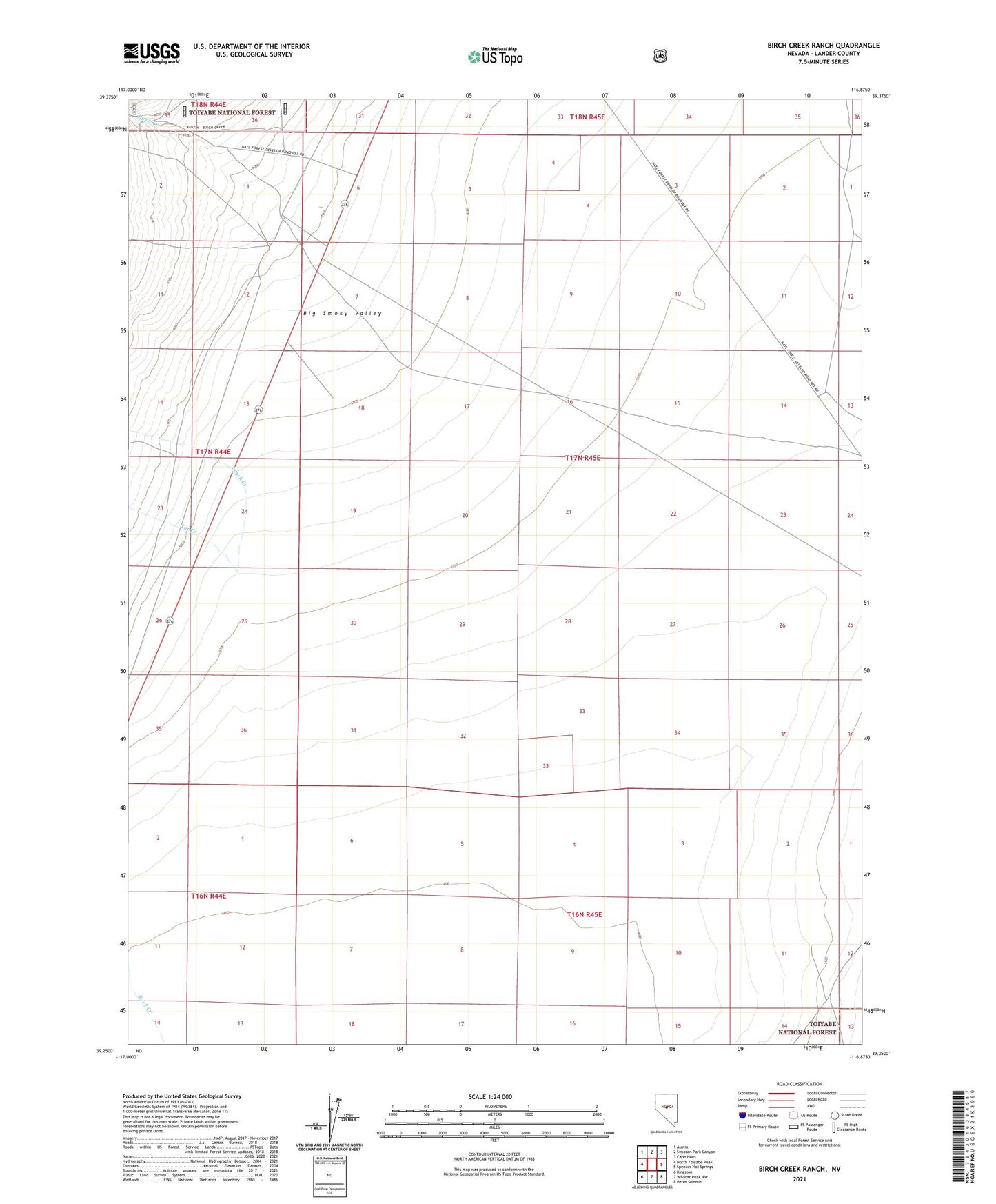 Birch Creek Ranch Nevada US Topo Map Image