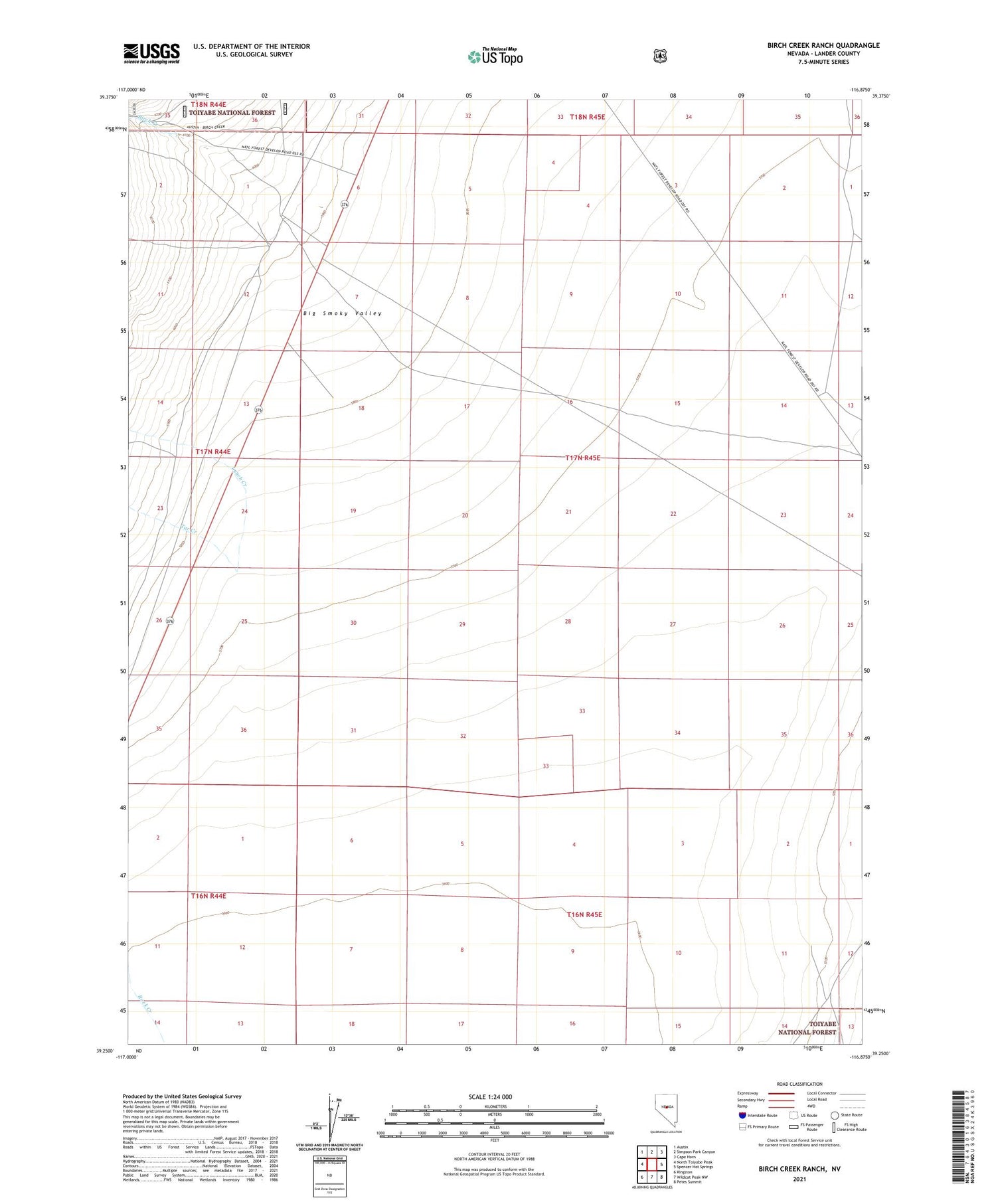 Birch Creek Ranch Nevada US Topo Map Image