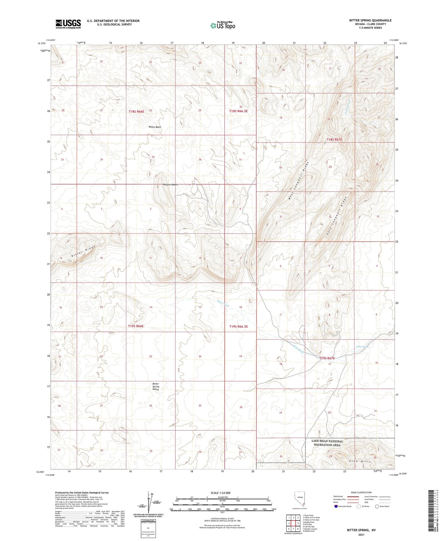 Bitter Spring Nevada US Topo Map Image
