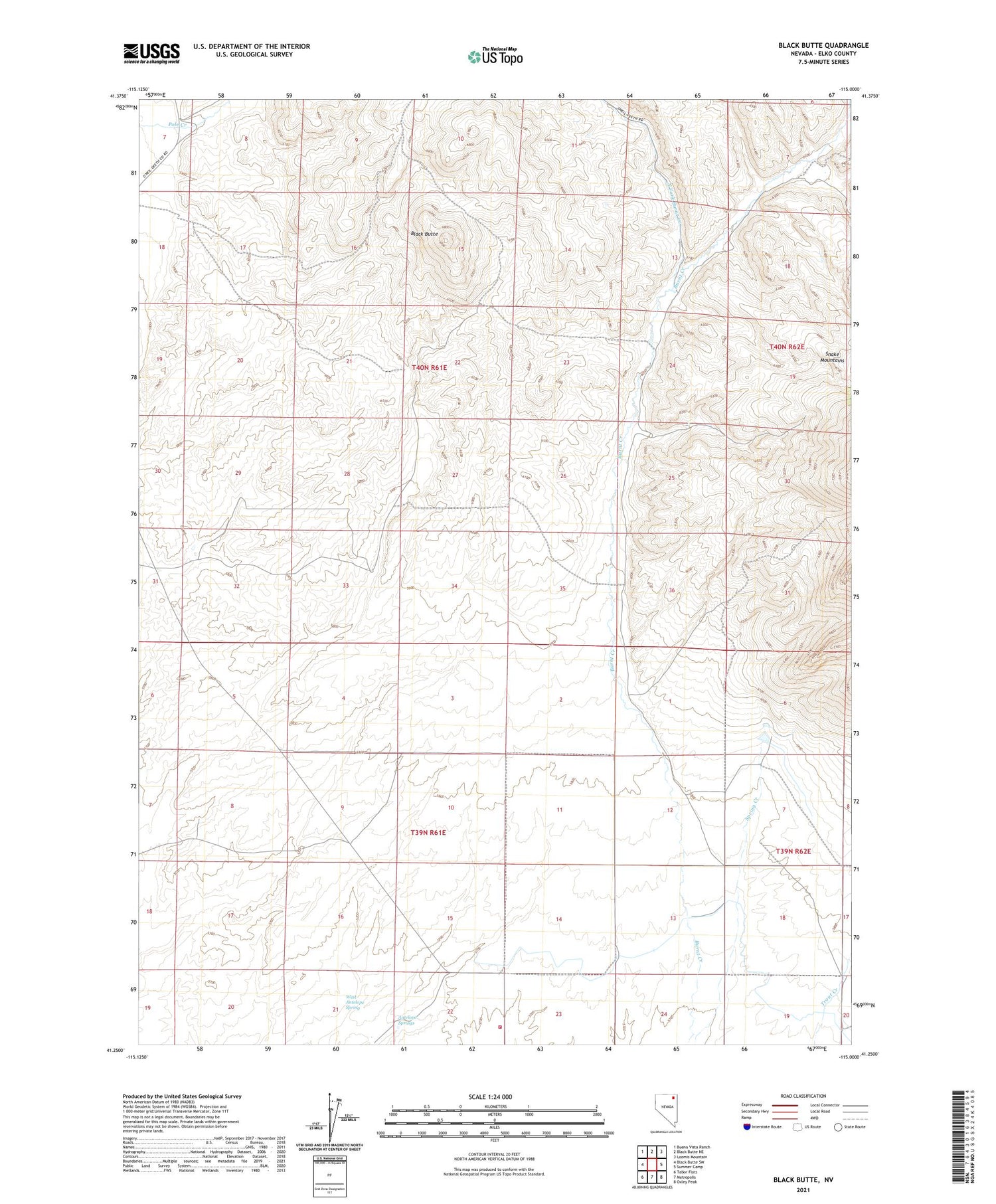 Black Butte Nevada US Topo Map Image