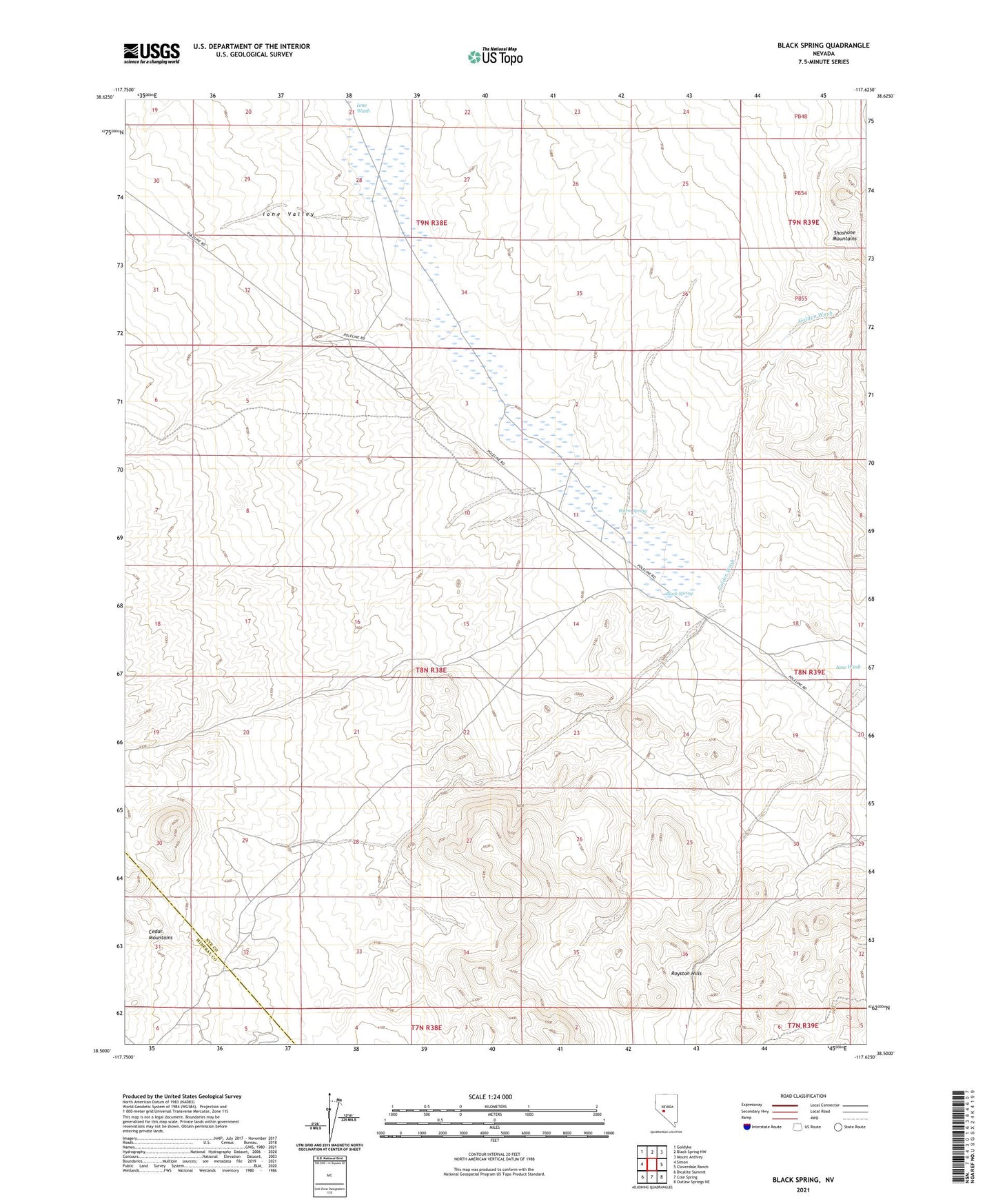 Black Spring Nevada US Topo Map Image