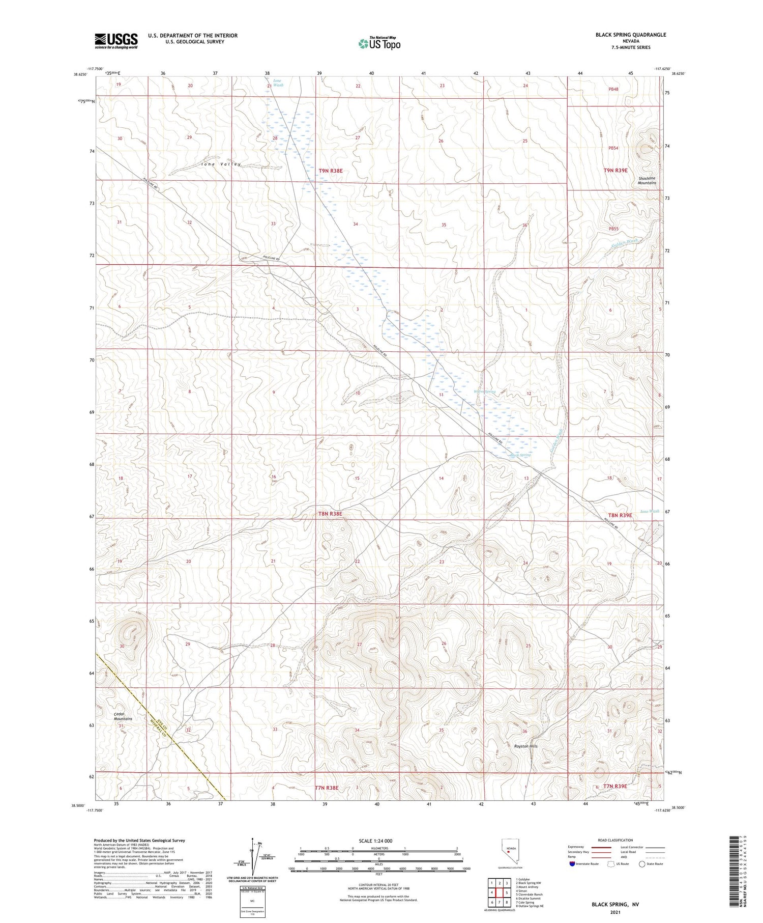 Black Spring Nevada US Topo Map Image