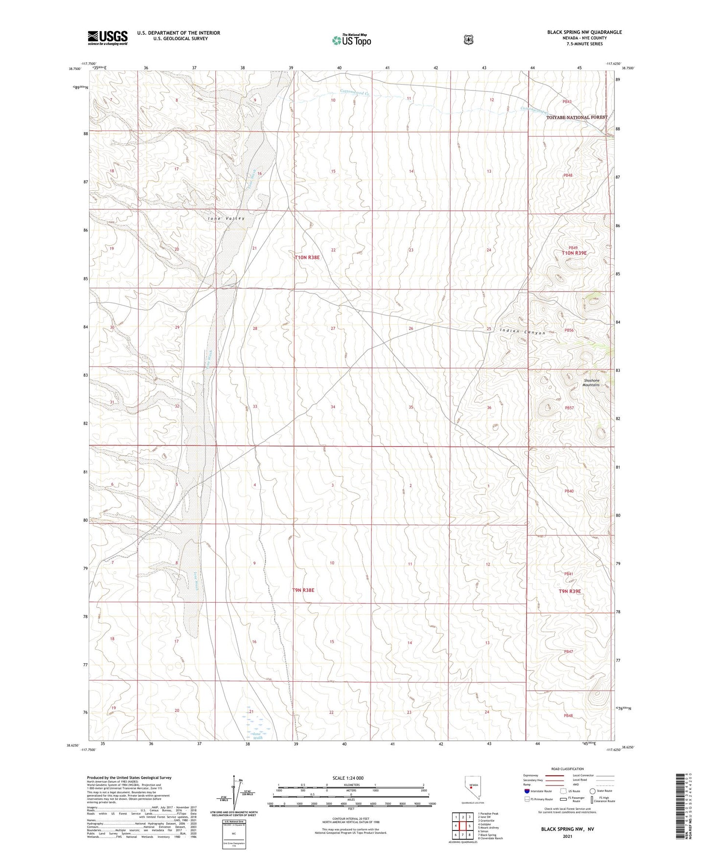 Black Spring NW Nevada US Topo Map Image