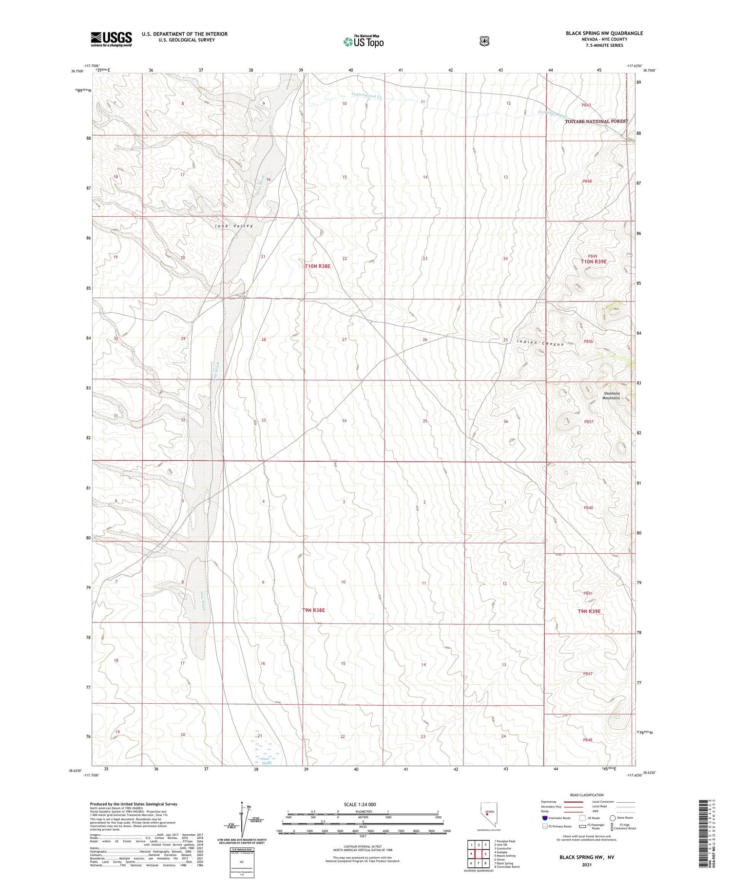 Black Spring NW Nevada US Topo Map Image