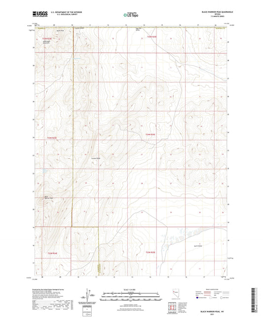 Black Warrior Peak Nevada US Topo Map Image