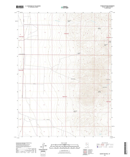 Bloody Run Peak Nevada US Topo Map Image