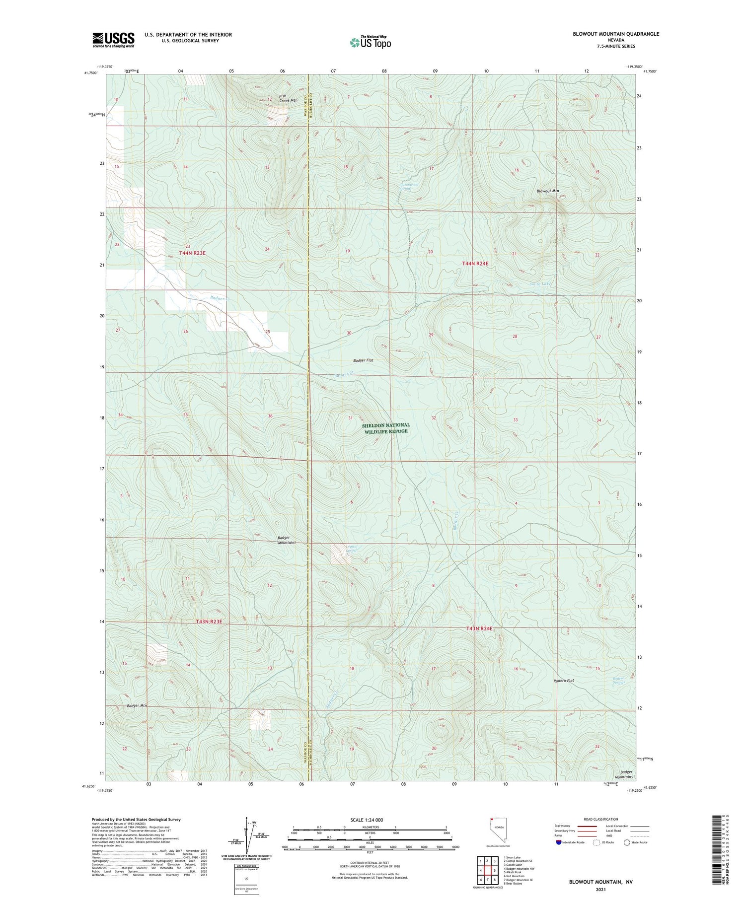 Blowout Mountain Nevada US Topo Map Image