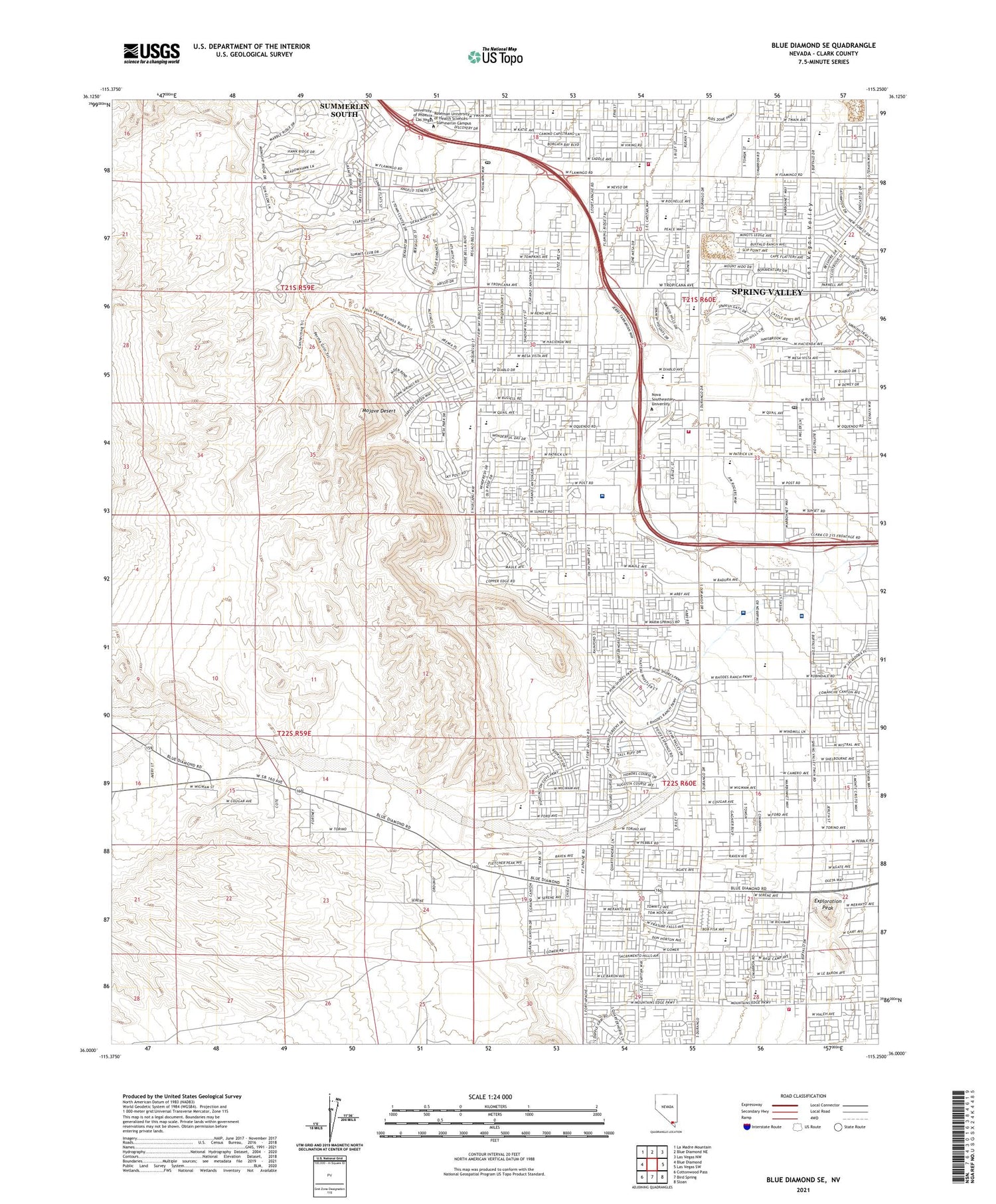 Blue Diamond SE Nevada US Topo Map Image
