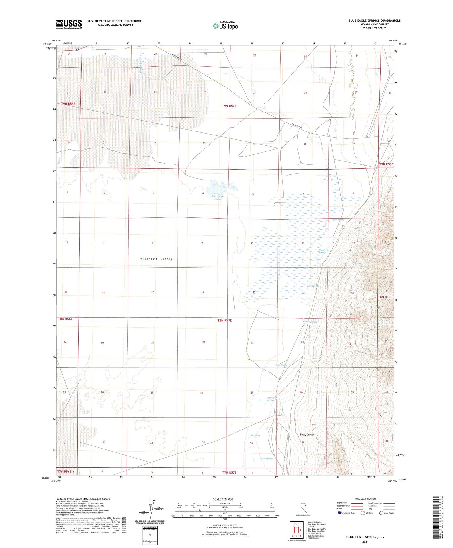 Blue Eagle Springs Nevada US Topo Map Image
