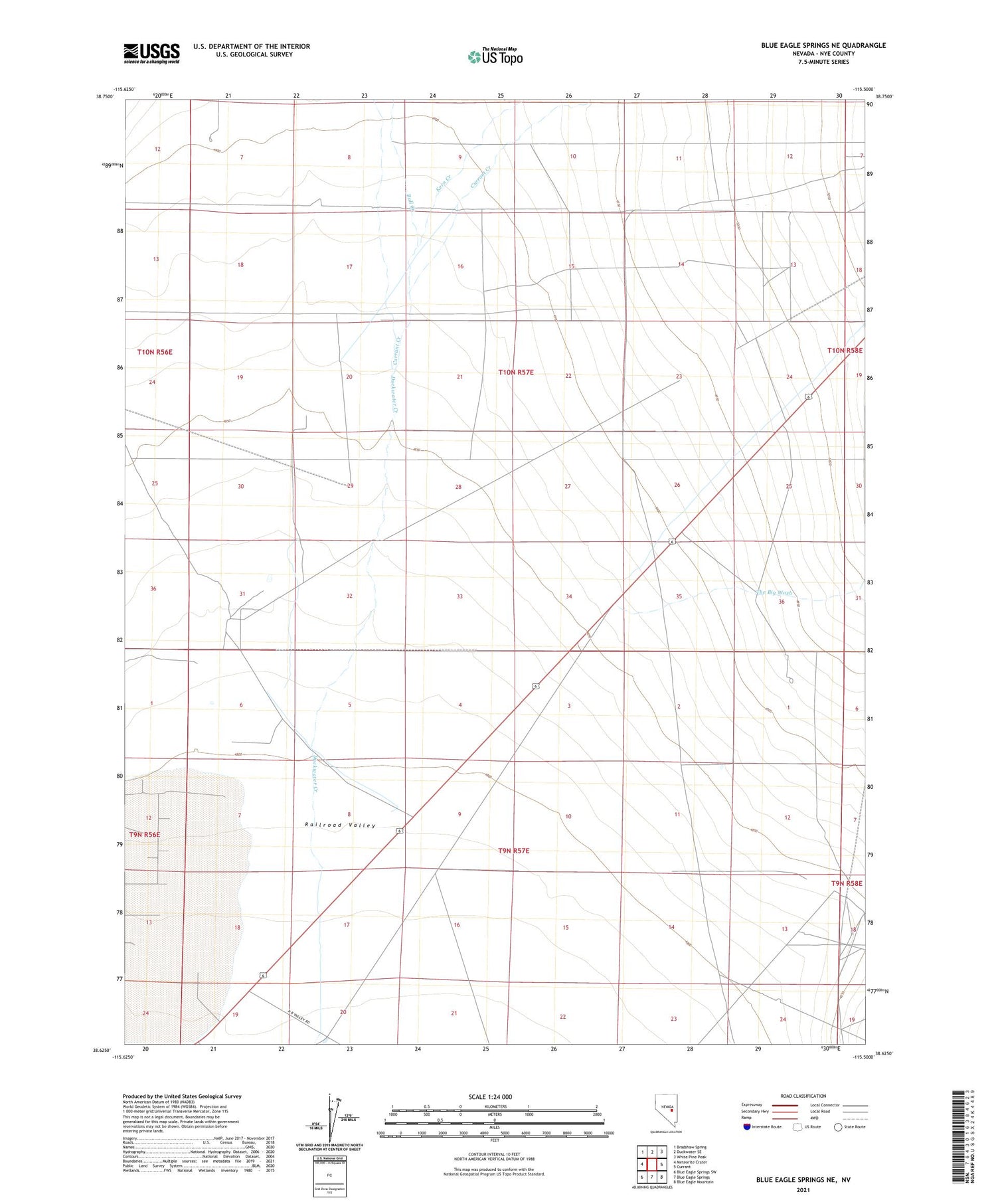 Blue Eagle Springs NE Nevada US Topo Map Image