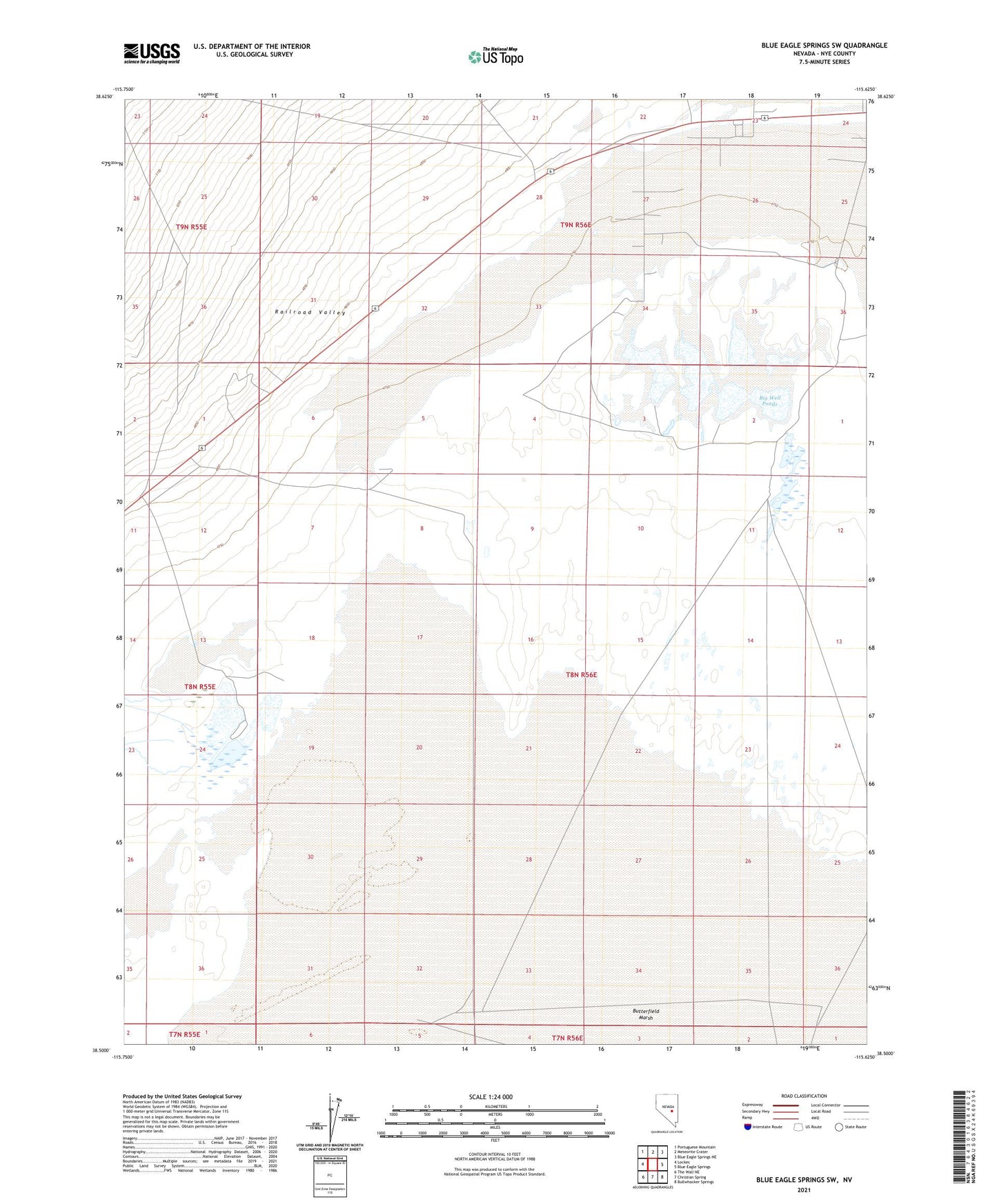 Blue Eagle Springs SW Nevada US Topo Map Image