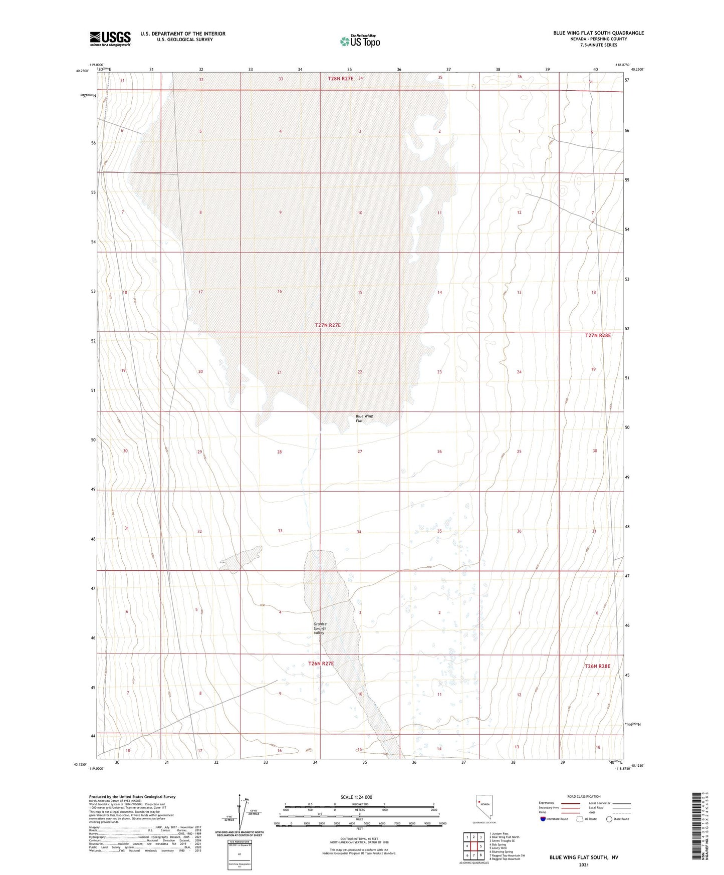 Blue Wing Flat South Nevada US Topo Map Image