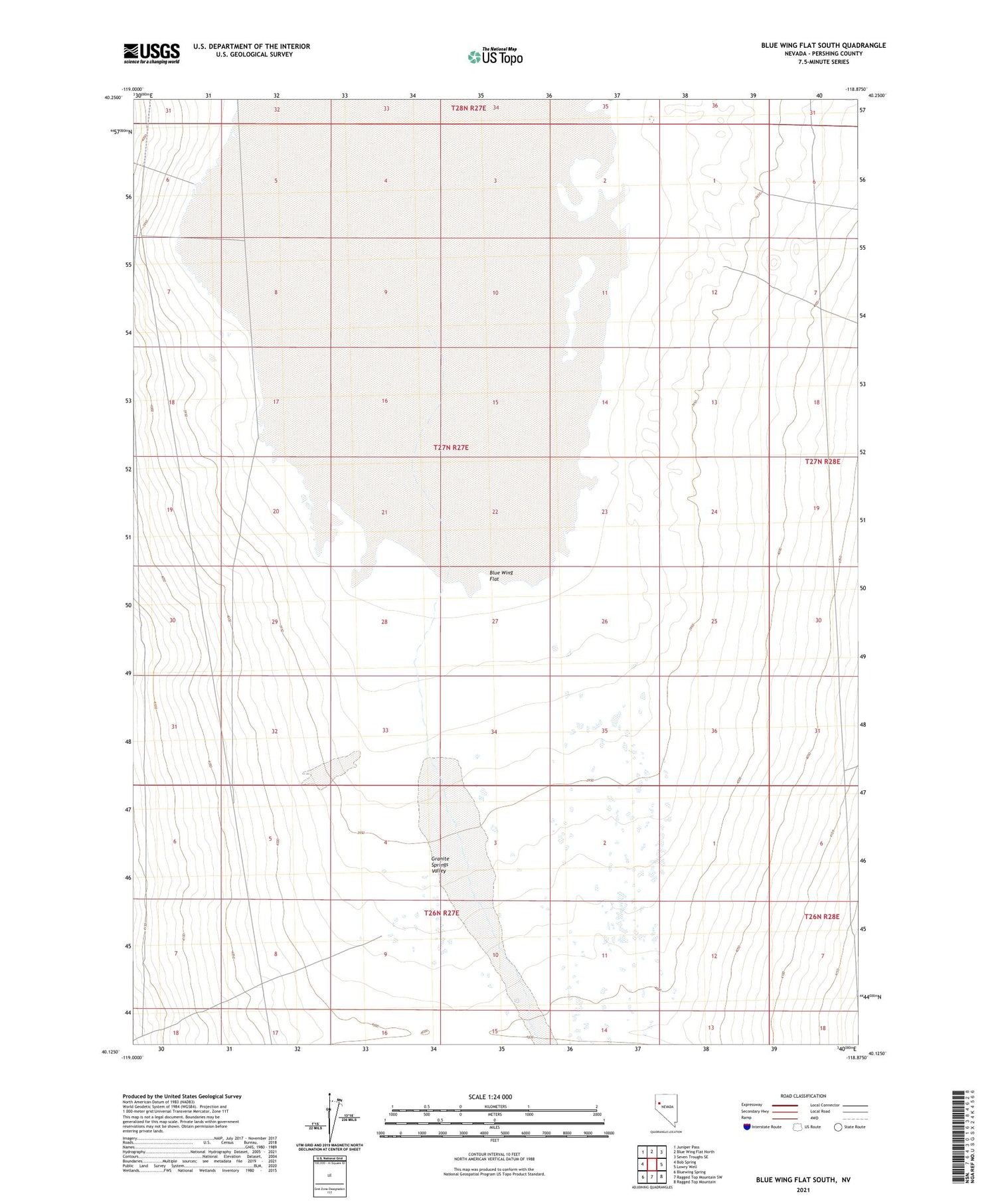 Blue Wing Flat South Nevada US Topo Map Image