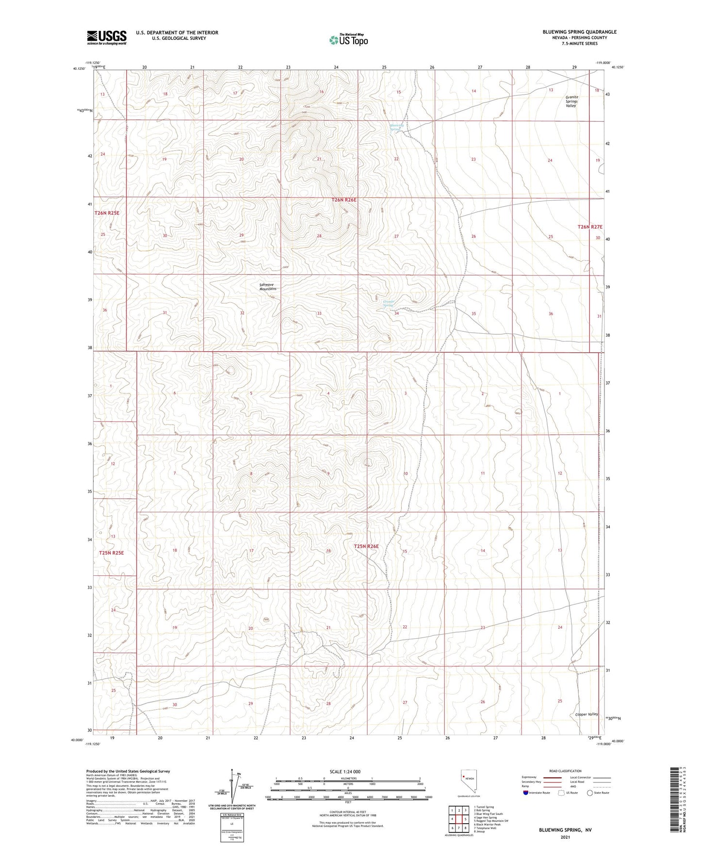 Bluewing Spring Nevada US Topo Map Image