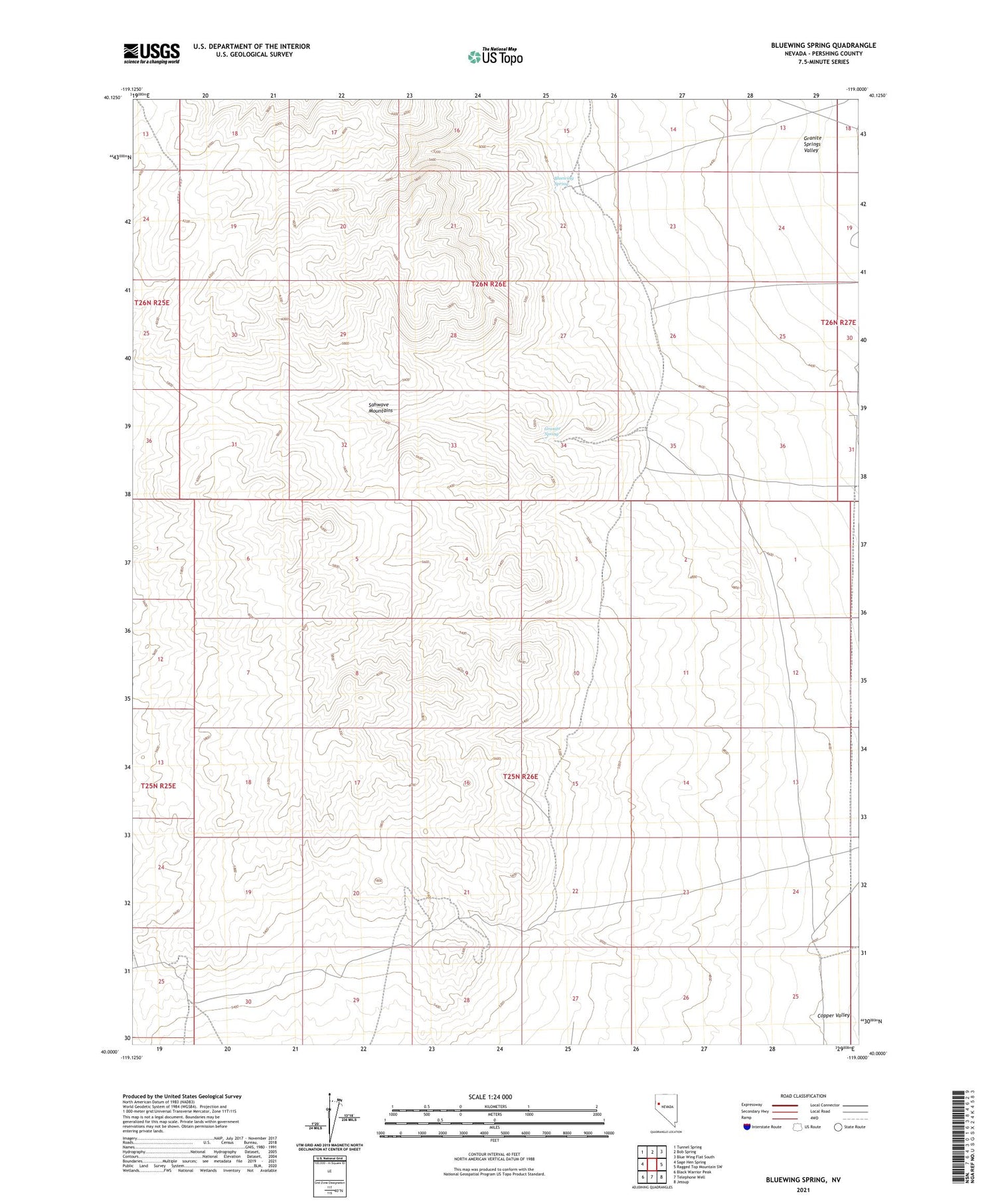 Bluewing Spring Nevada US Topo Map Image