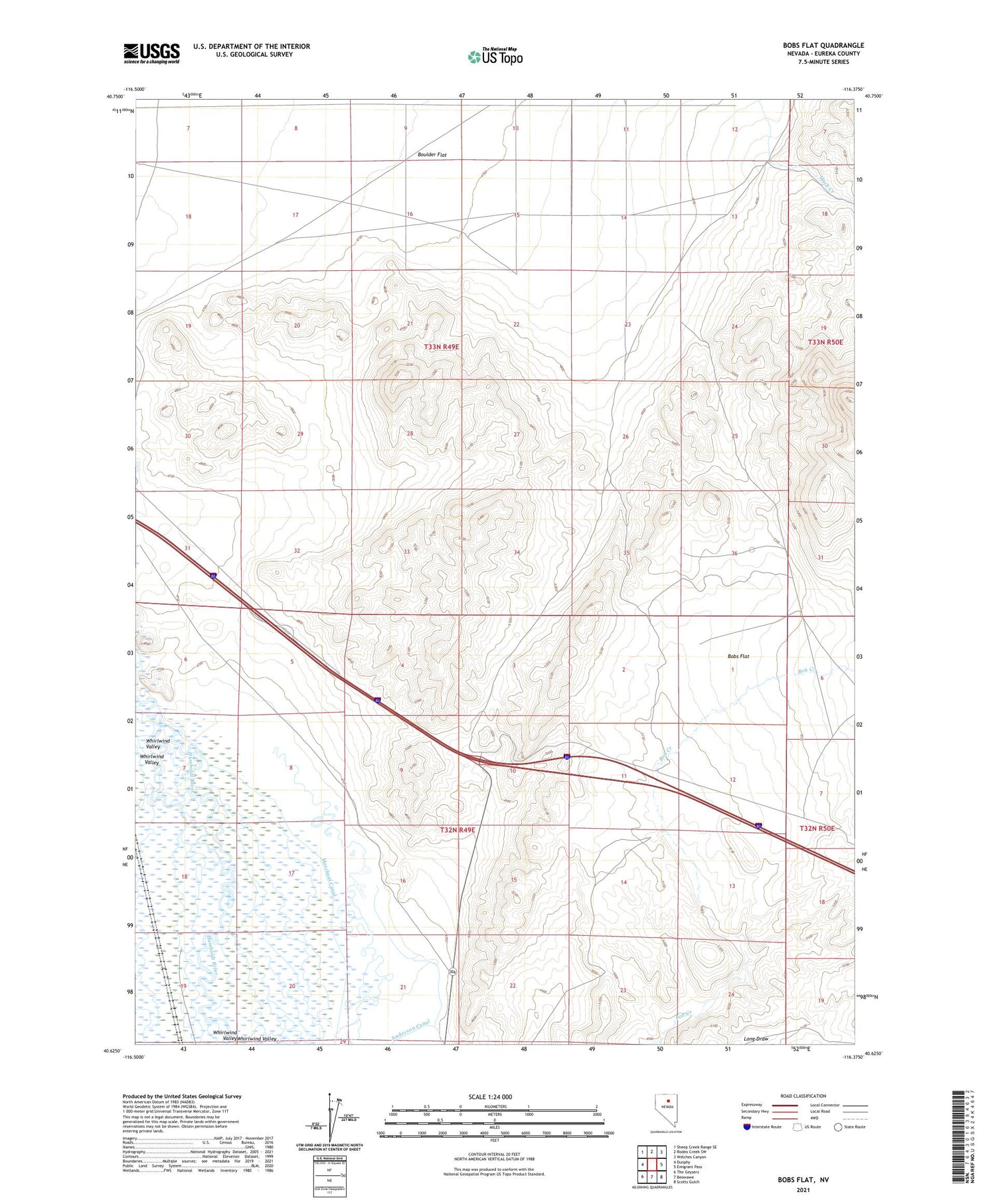 Bobs Flat Nevada US Topo Map Image