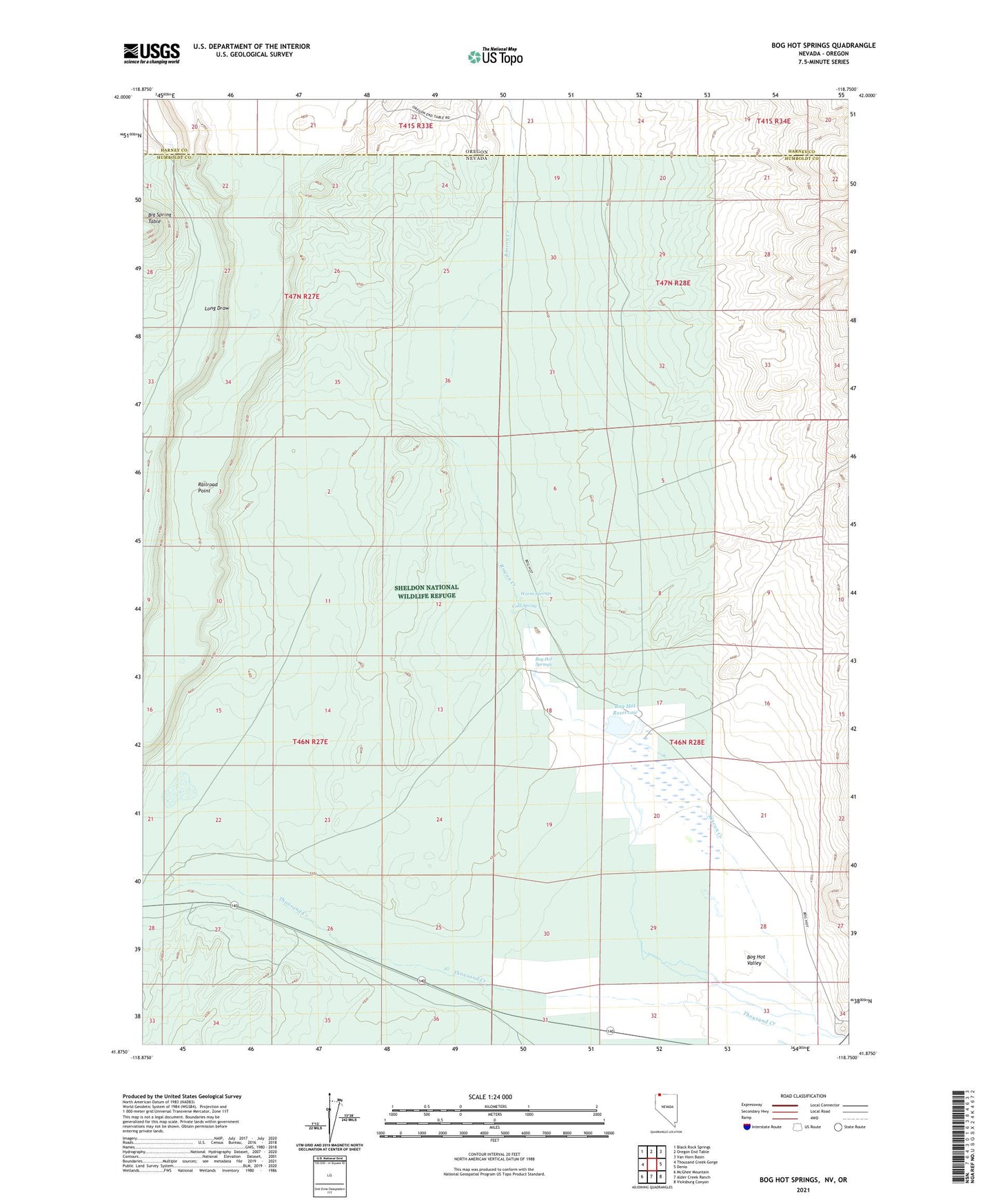 Bog Hot Springs Nevada US Topo Map Image