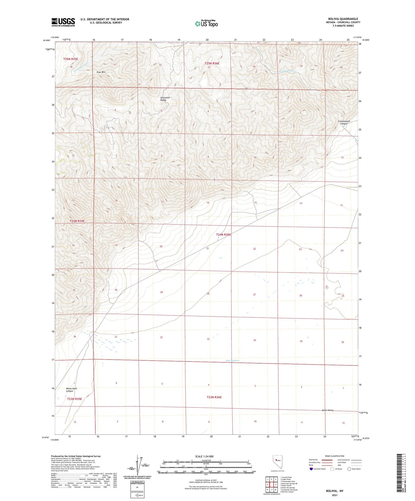 Bolivia Nevada US Topo Map Image