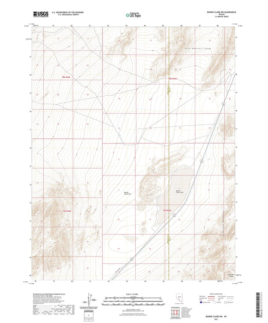 Bonnie Claire NW Nevada US Topo Map Image