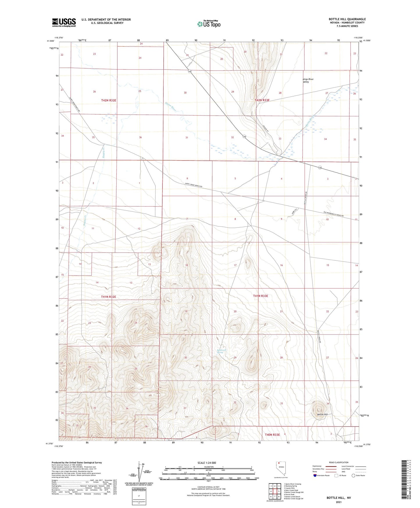 Bottle Hill Nevada US Topo Map Image