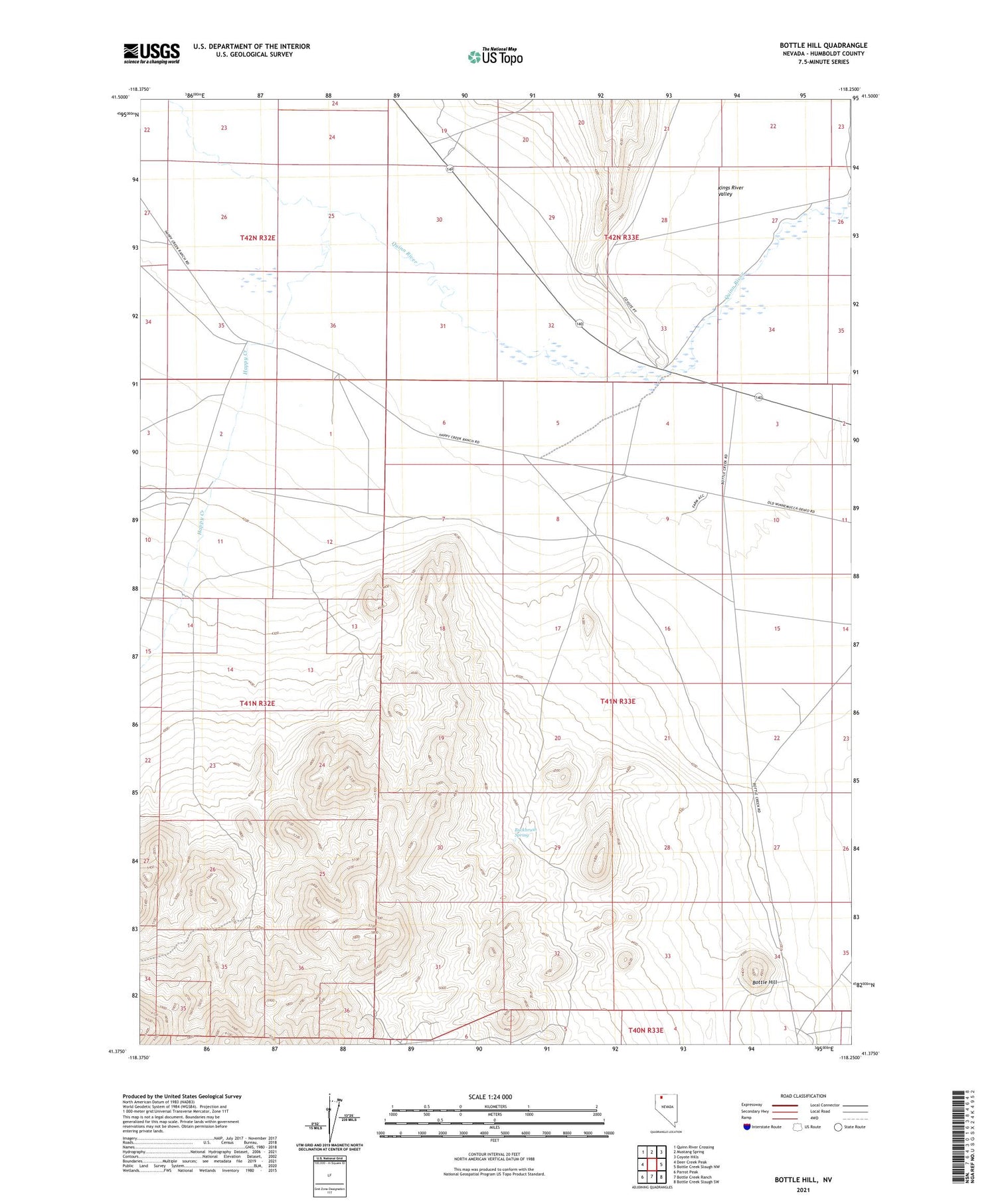 Bottle Hill Nevada US Topo Map Image