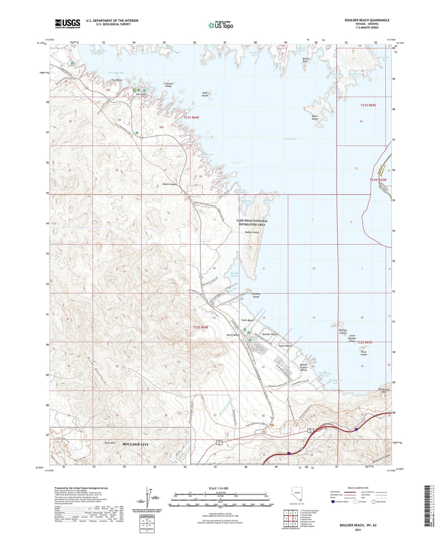 Boulder Beach Nevada US Topo Map Image
