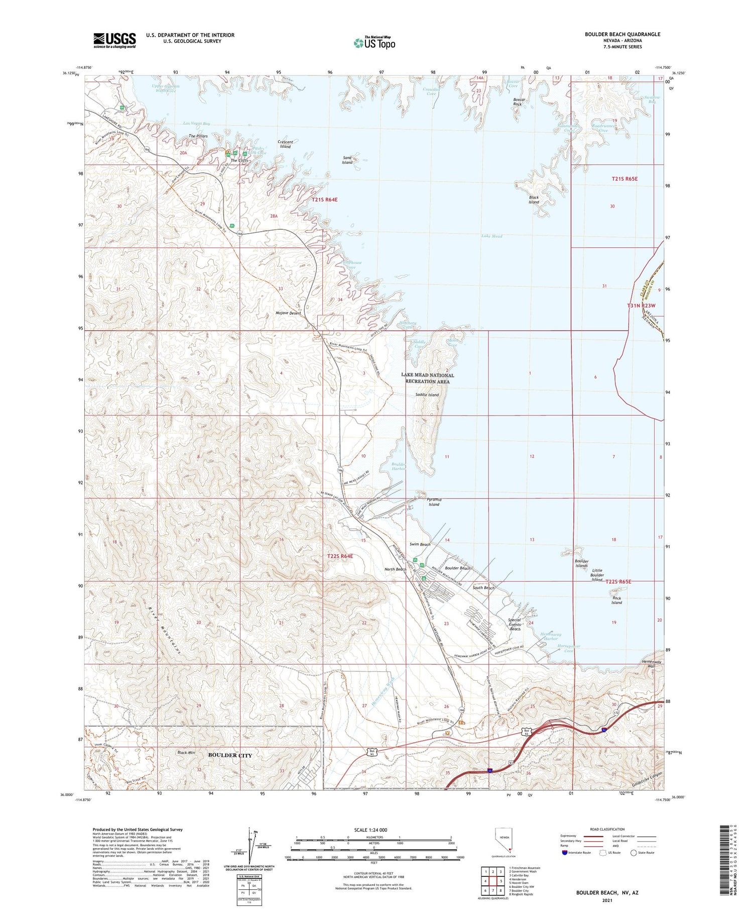 Boulder Beach Nevada US Topo Map Image