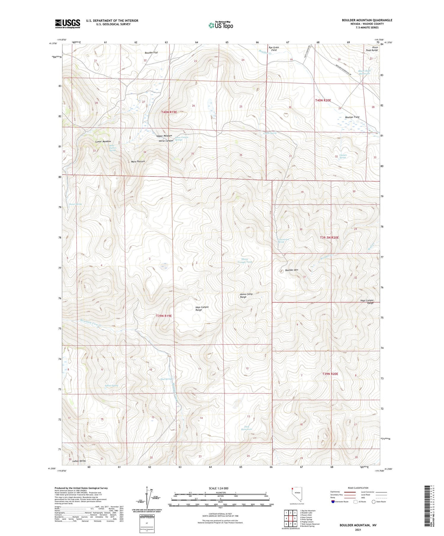 Boulder Mountain Nevada US Topo Map Image