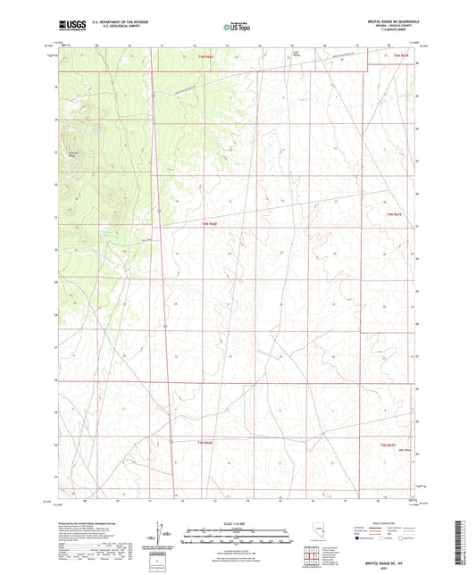 Bristol Range NE Nevada US Topo Map Image