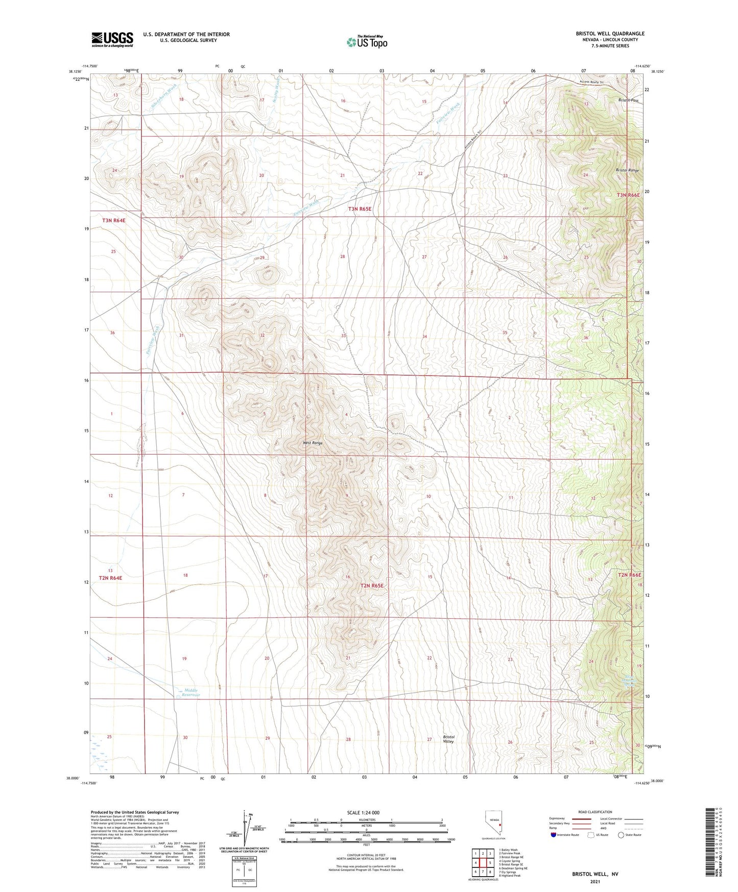 Bristol Well Nevada US Topo Map Image