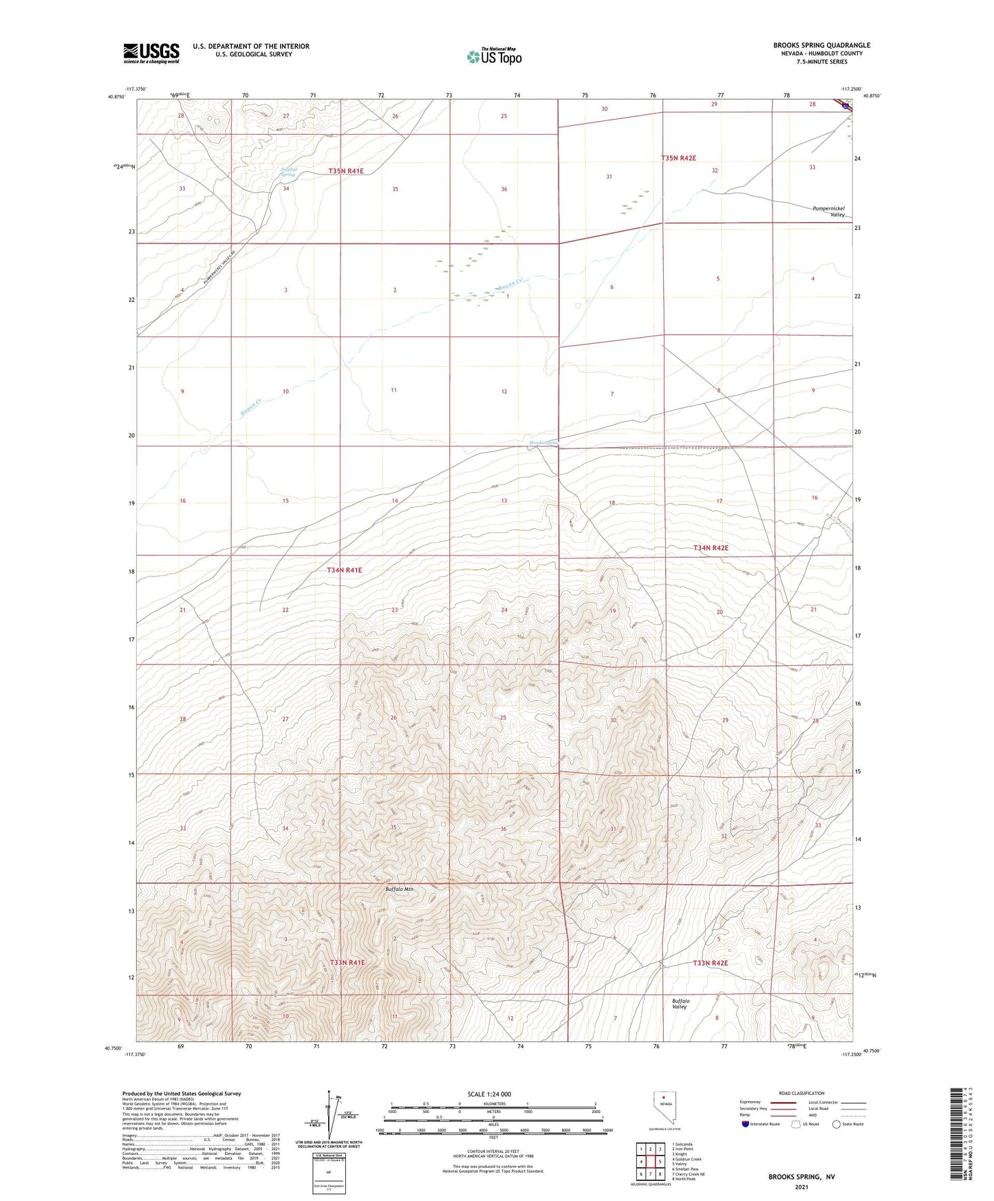Brooks Spring Nevada US Topo Map Image