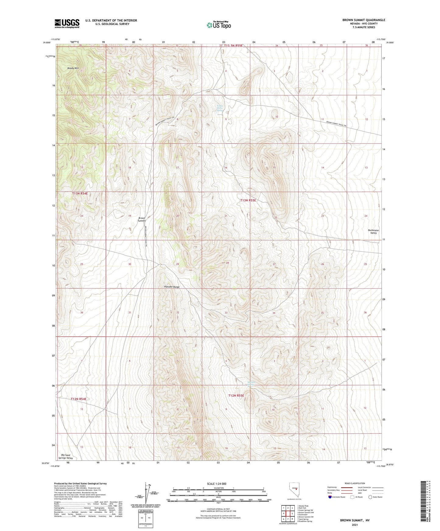 Brown Summit Nevada US Topo Map Image