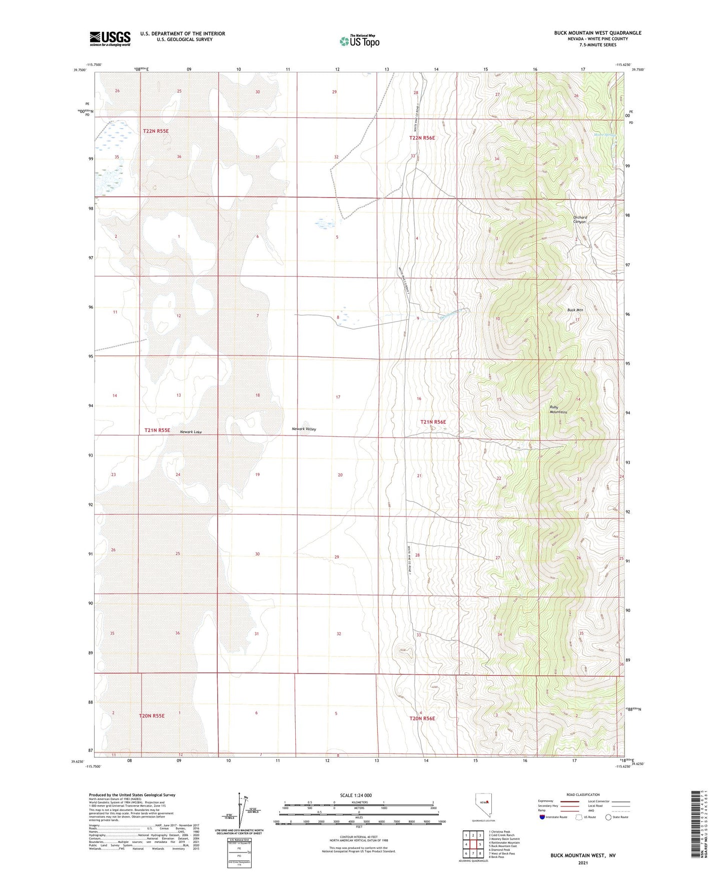 Buck Mountain West Nevada US Topo Map Image