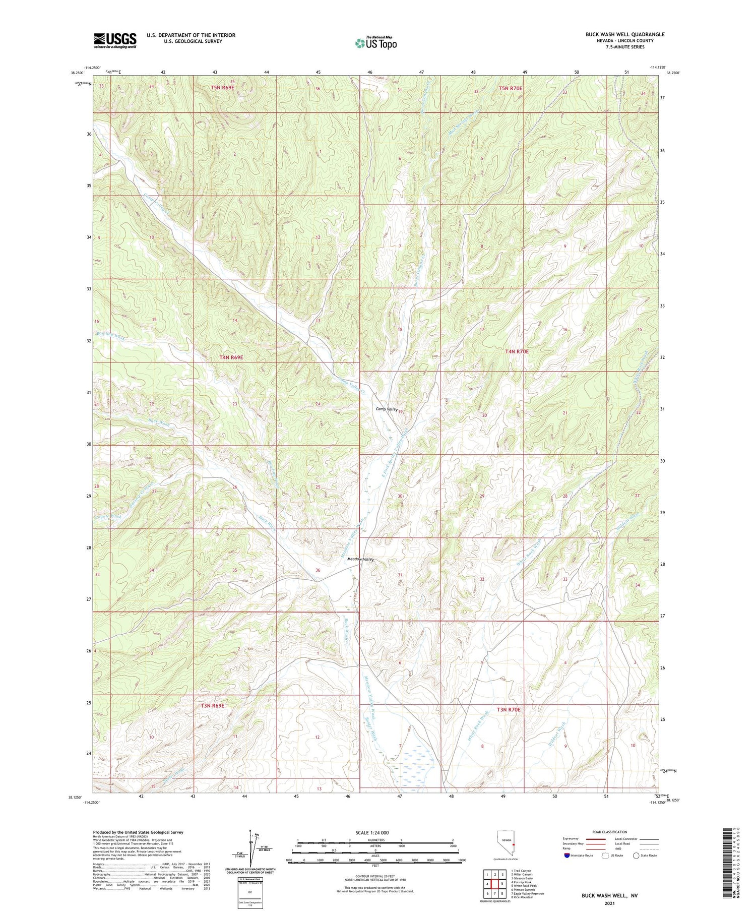 Buck Wash Well Nevada US Topo Map Image