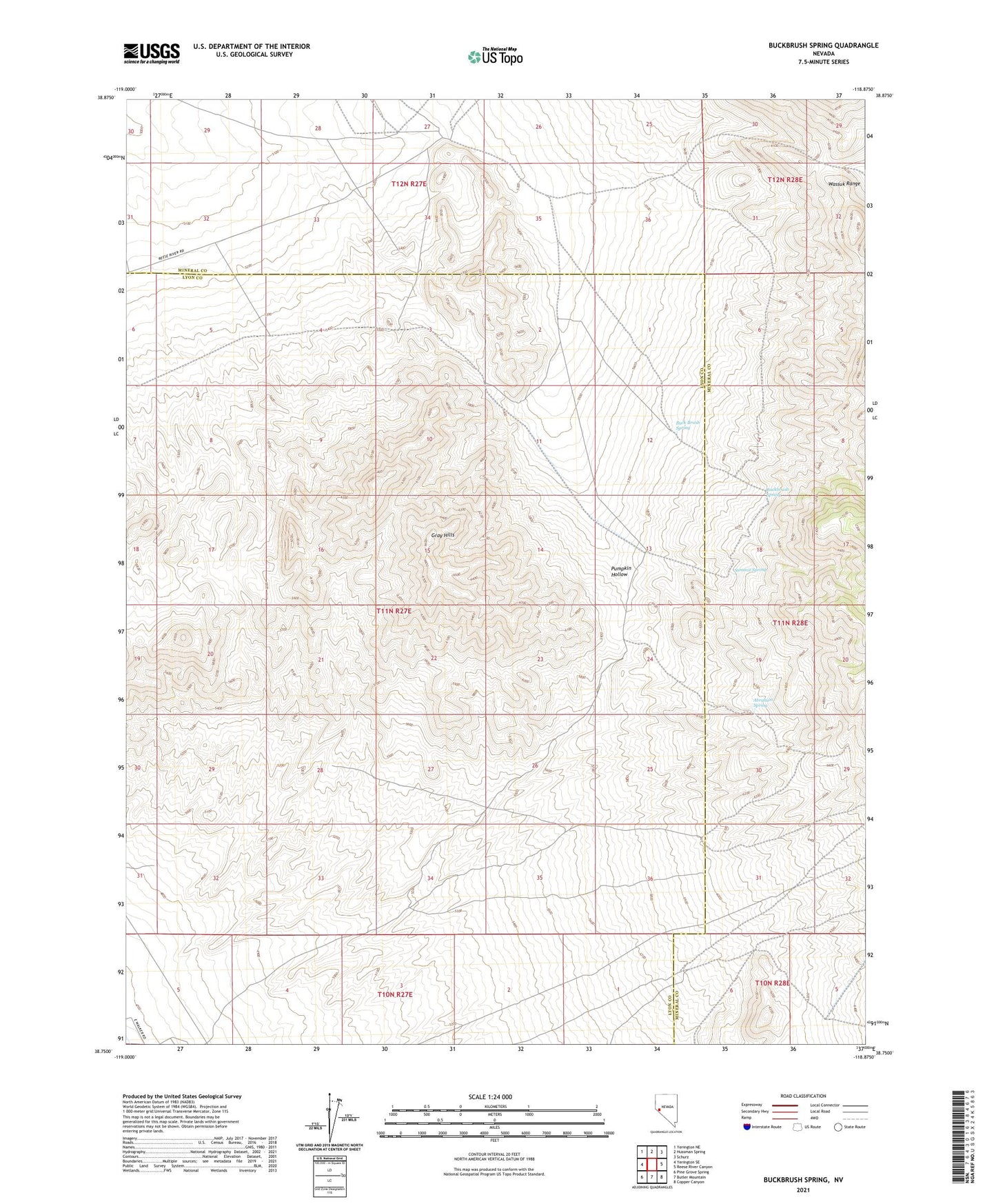 Buckbrush Spring Nevada US Topo Map Image