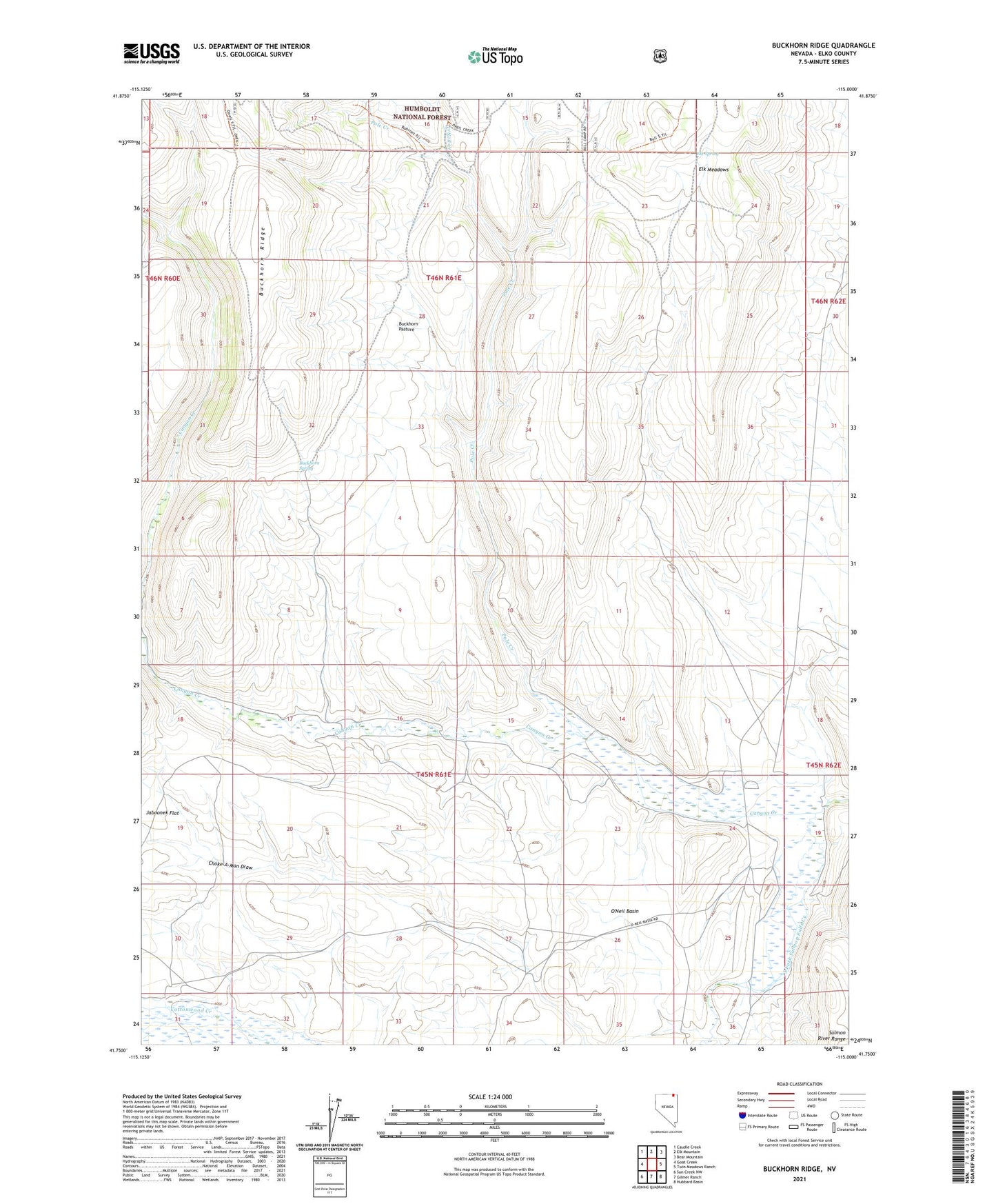 Buckhorn Ridge Nevada US Topo Map Image