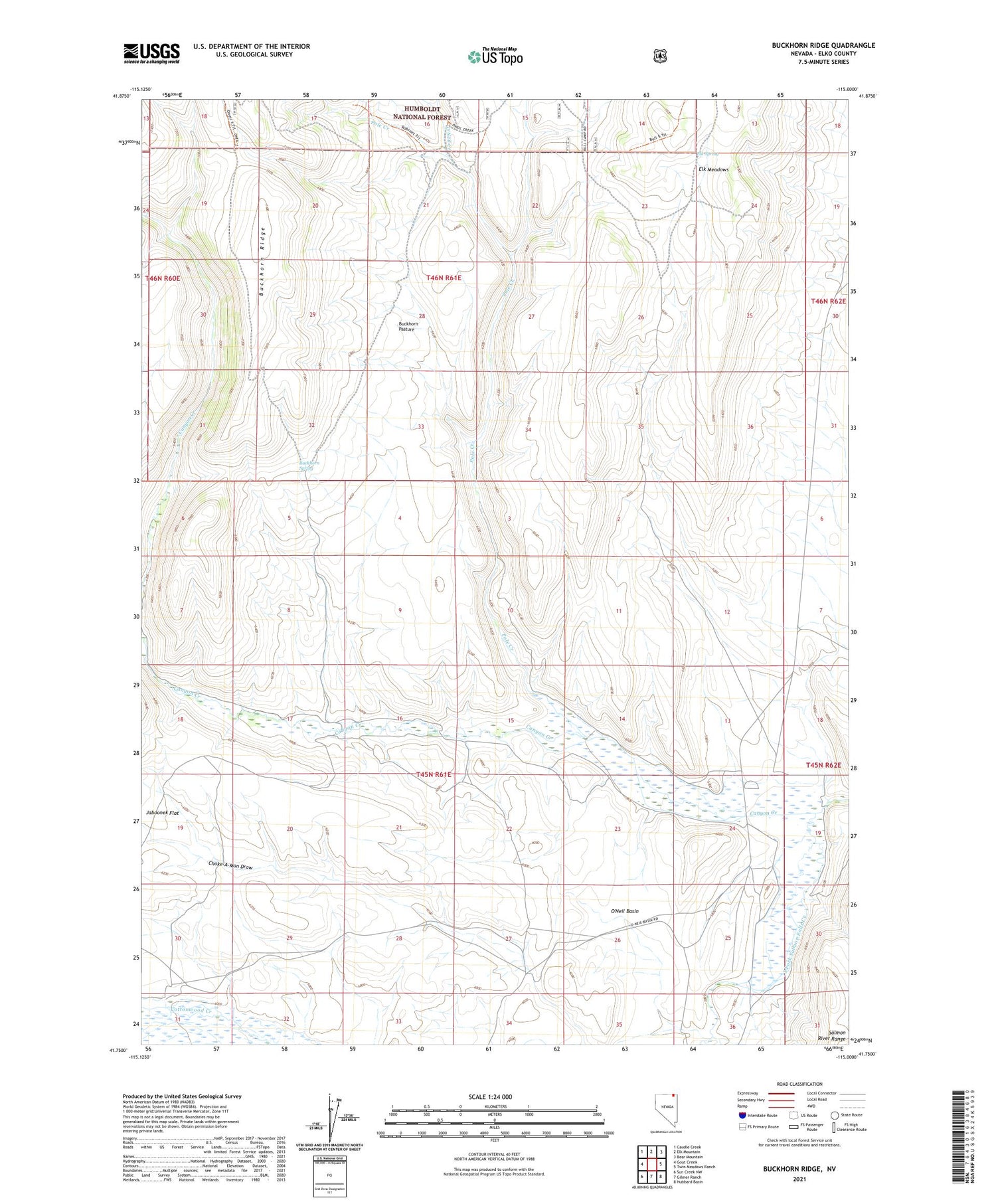 Buckhorn Ridge Nevada US Topo Map Image