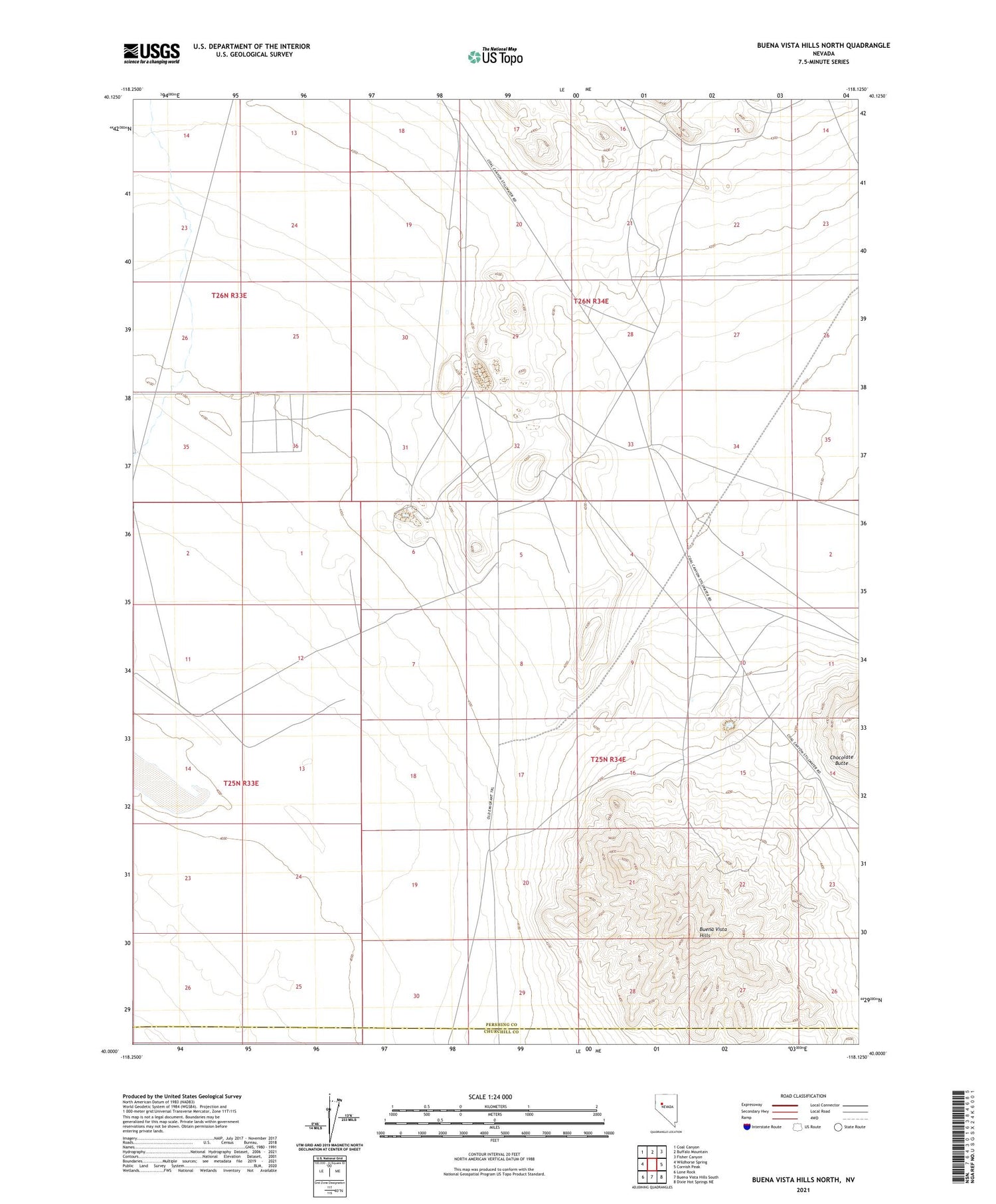 Buena Vista Hills North Nevada US Topo Map Image