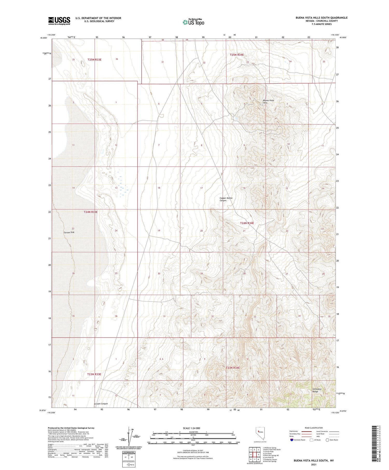 Buena Vista Hills South Nevada US Topo Map Image