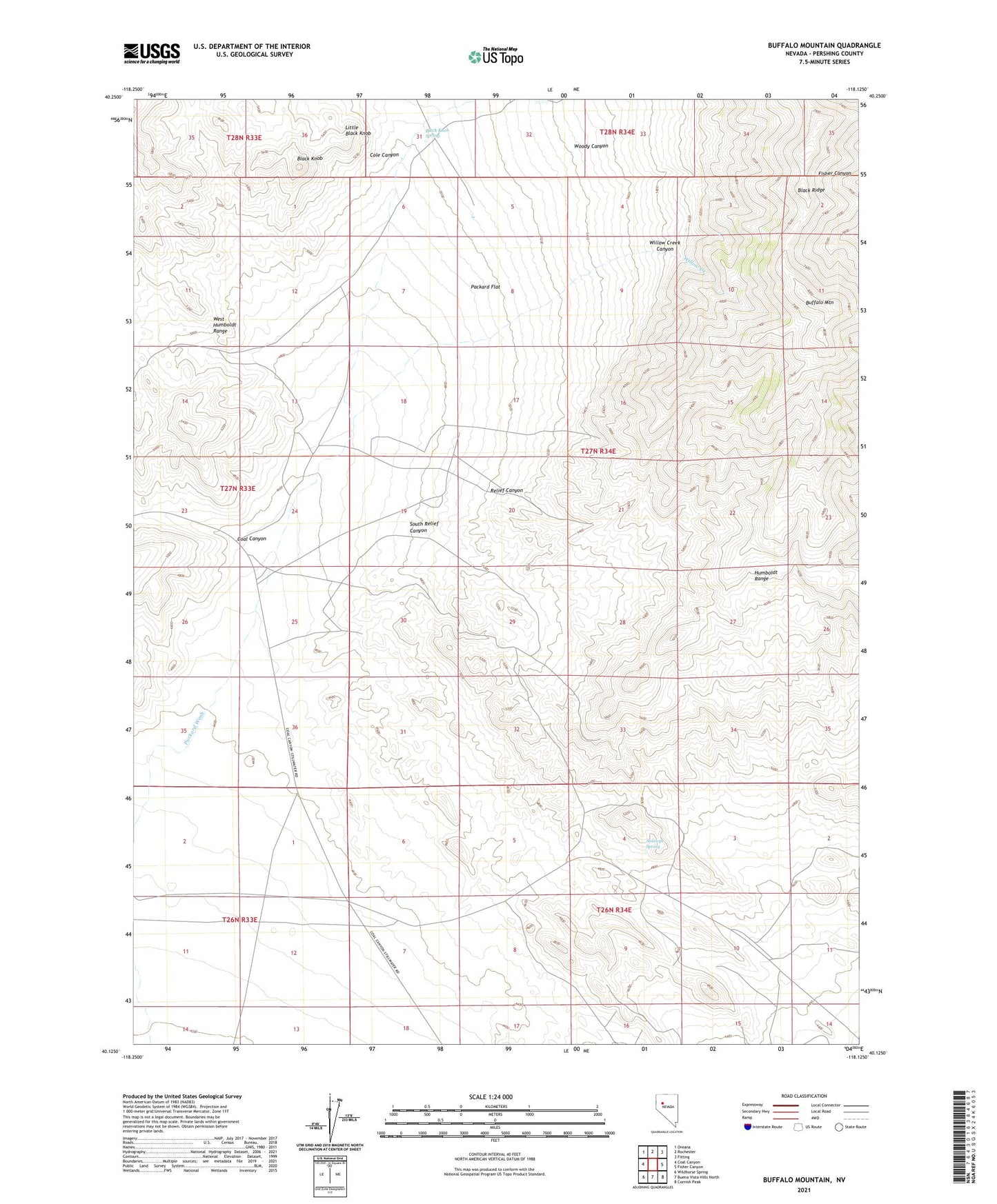 Buffalo Mountain Nevada US Topo Map Image