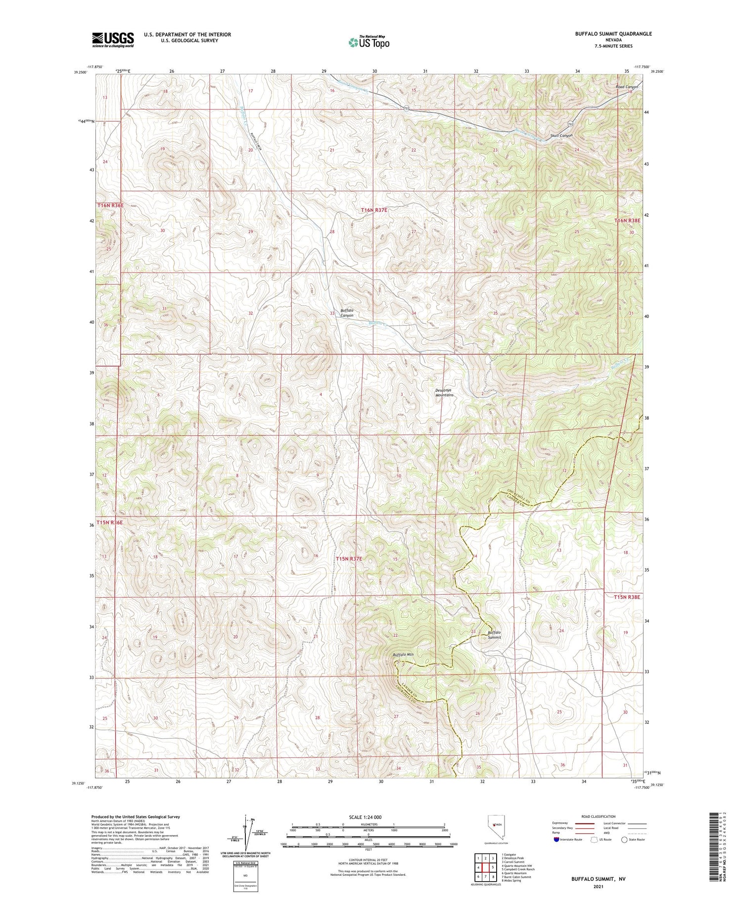 Buffalo Summit Nevada US Topo Map Image