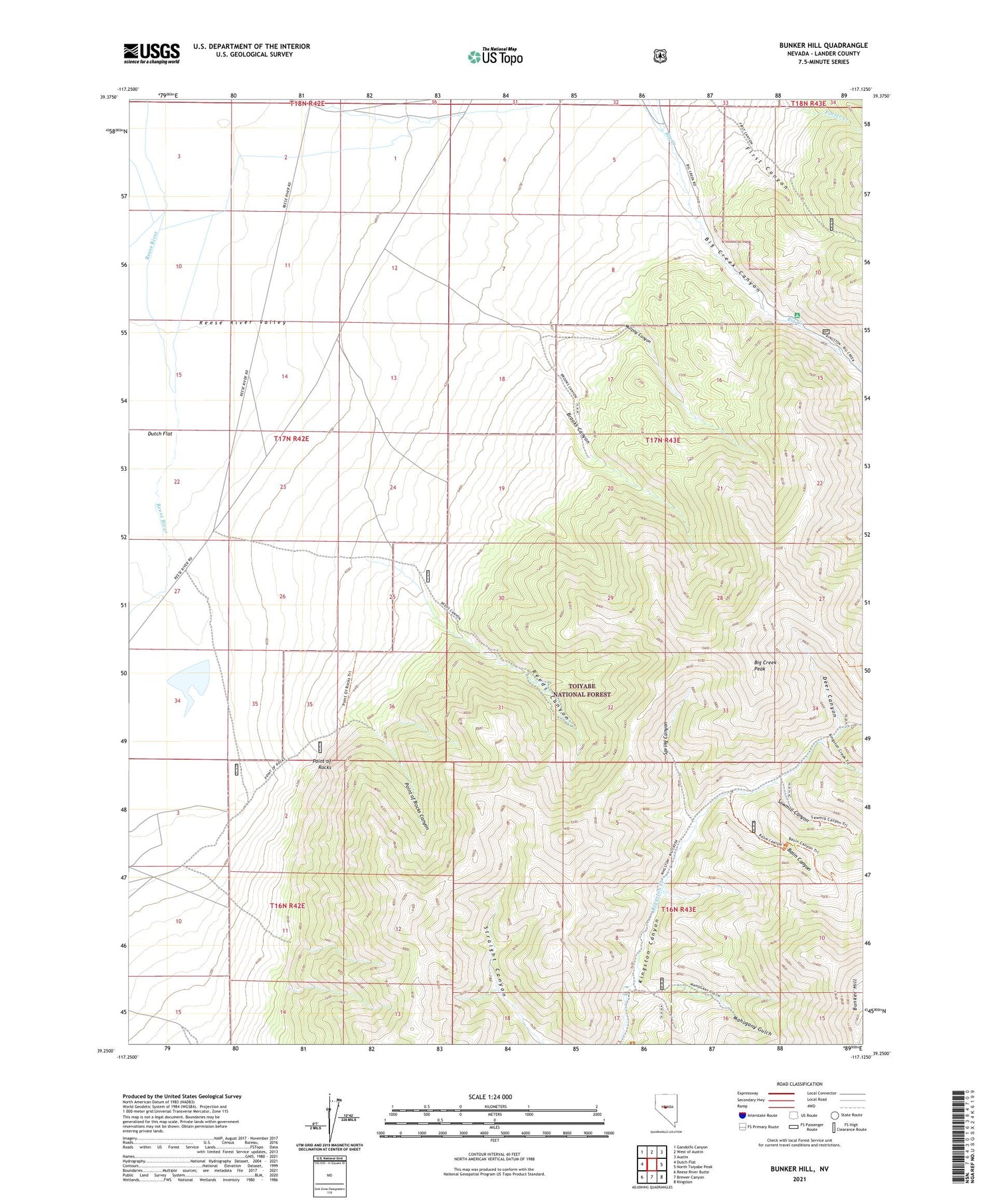 Bunker Hill Nevada US Topo Map Image