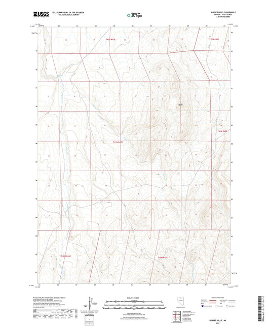 Burner Hills Nevada US Topo Map Image