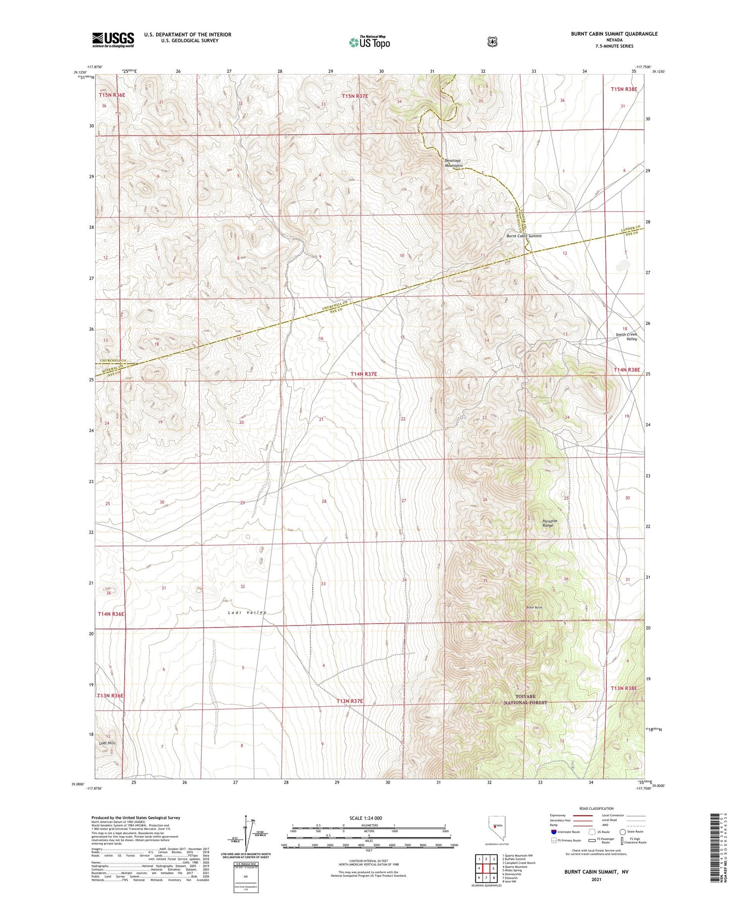 Burnt Cabin Summit Nevada US Topo Map Image