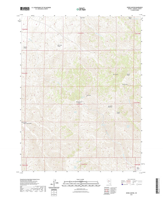 Byers Canyon Nevada US Topo Map Image