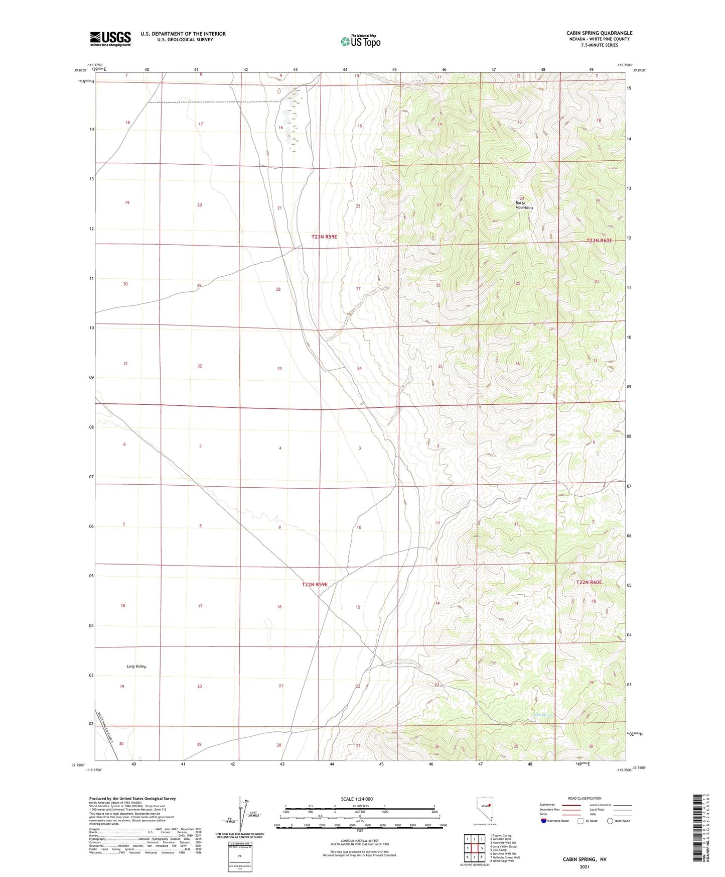 Cabin Spring Nevada US Topo Map Image