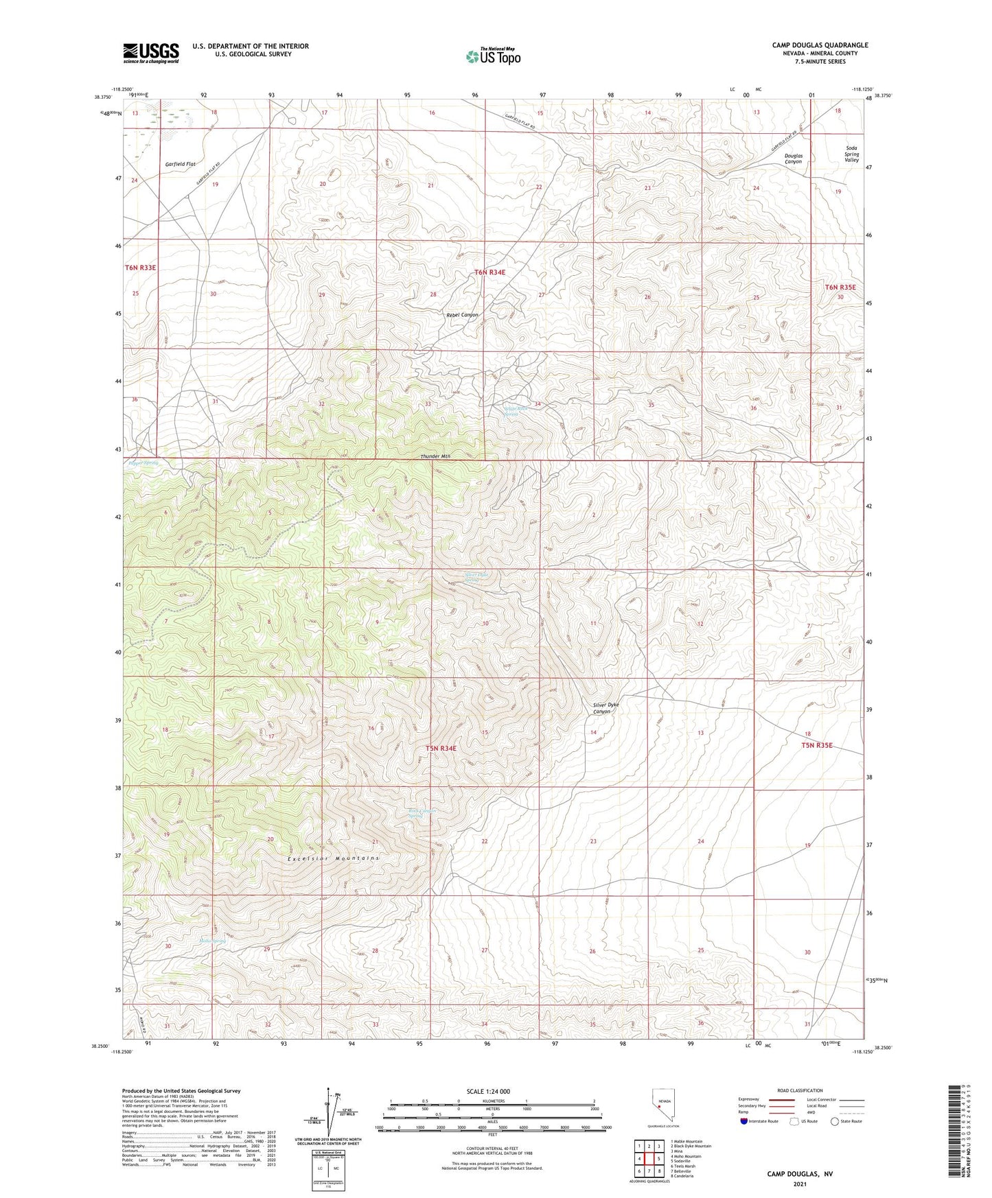 Camp Douglas Nevada US Topo Map Image